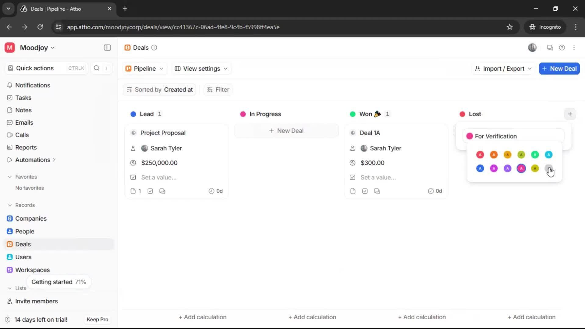 Creating a deal screenshot