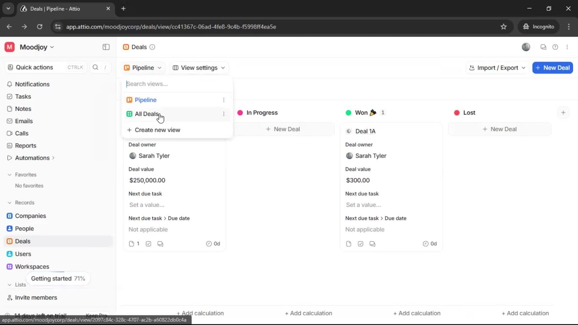 Creating a deal screenshot