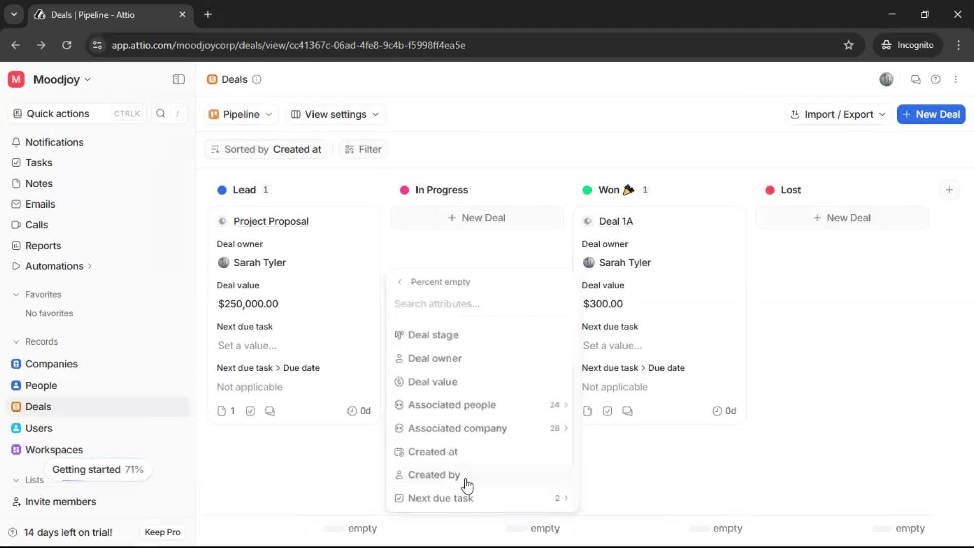 Creating a deal screenshot