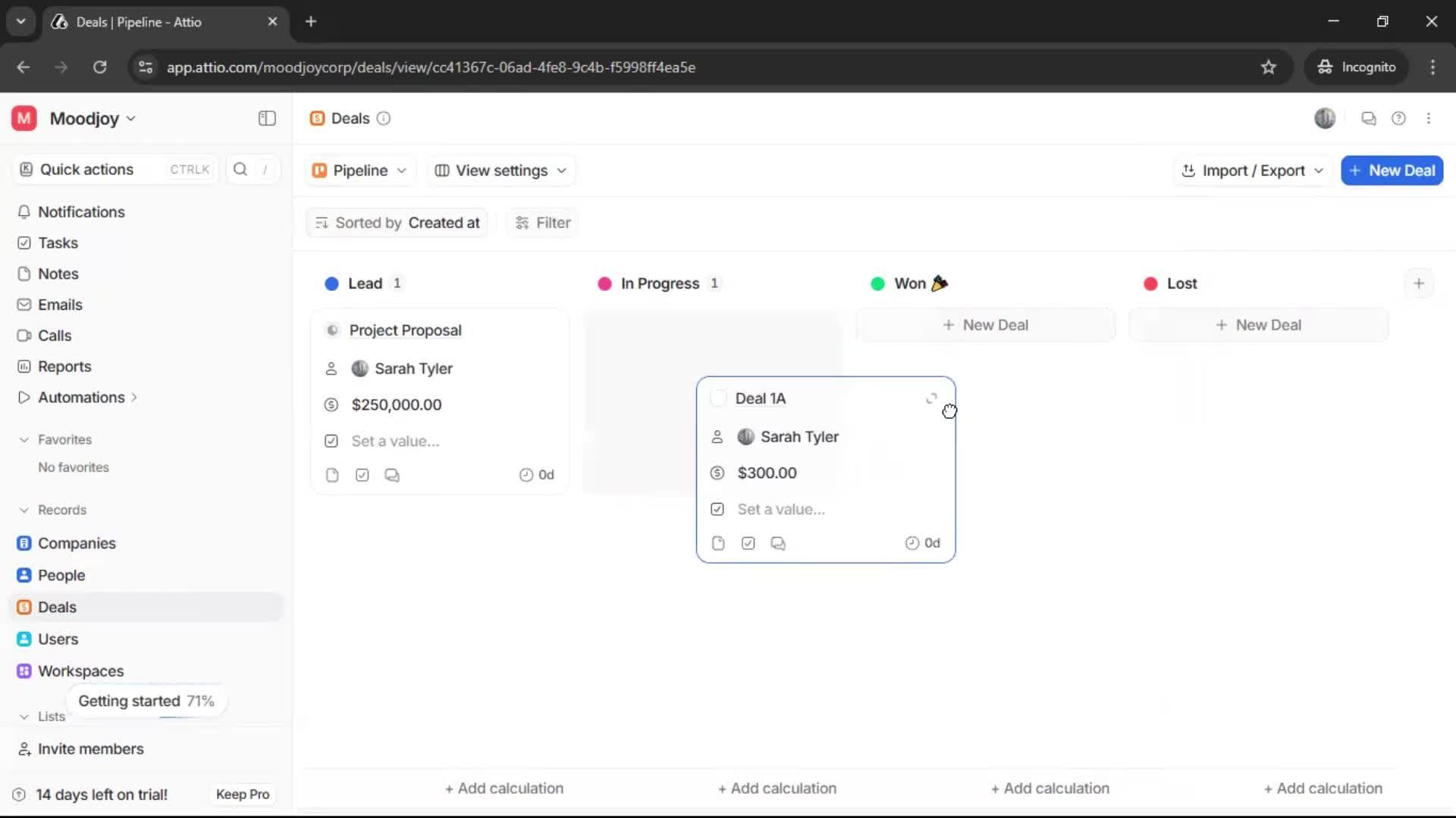 Creating a deal screenshot