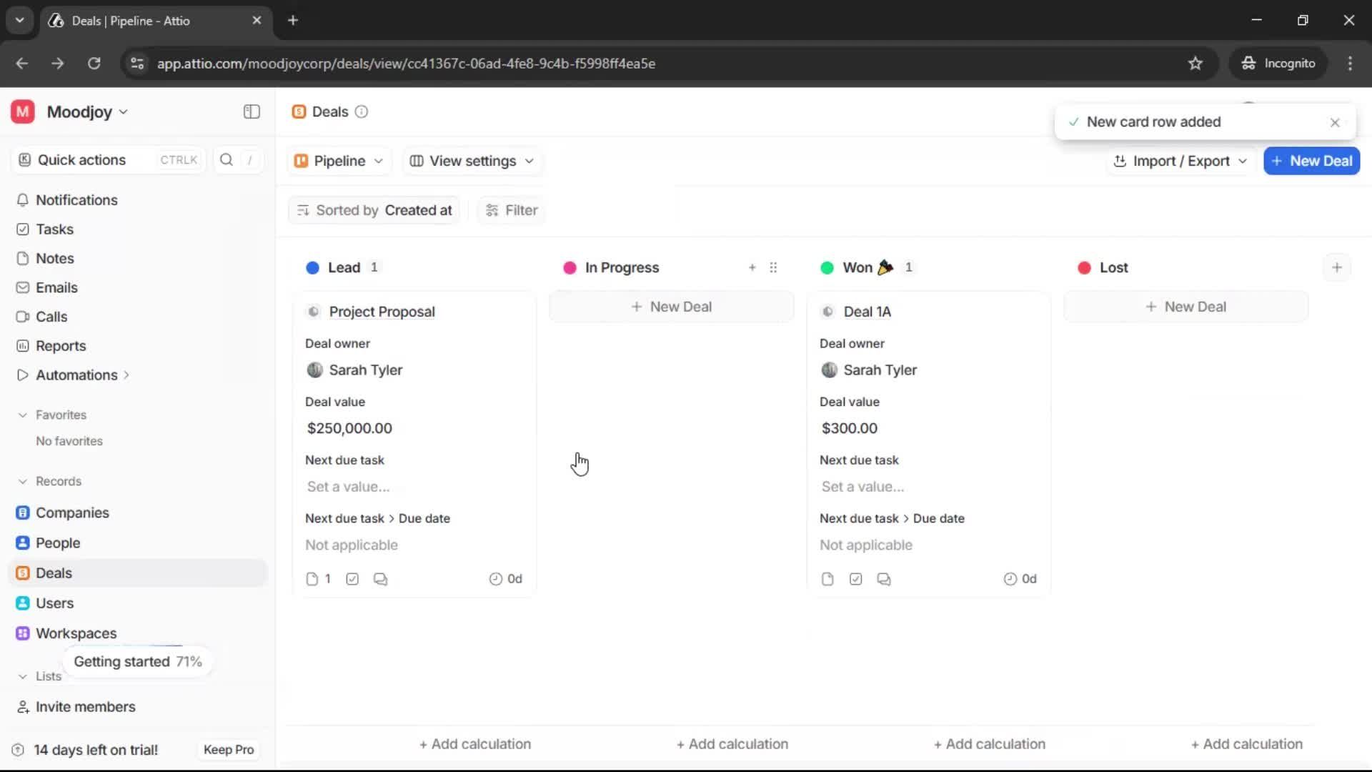 Creating a deal screenshot