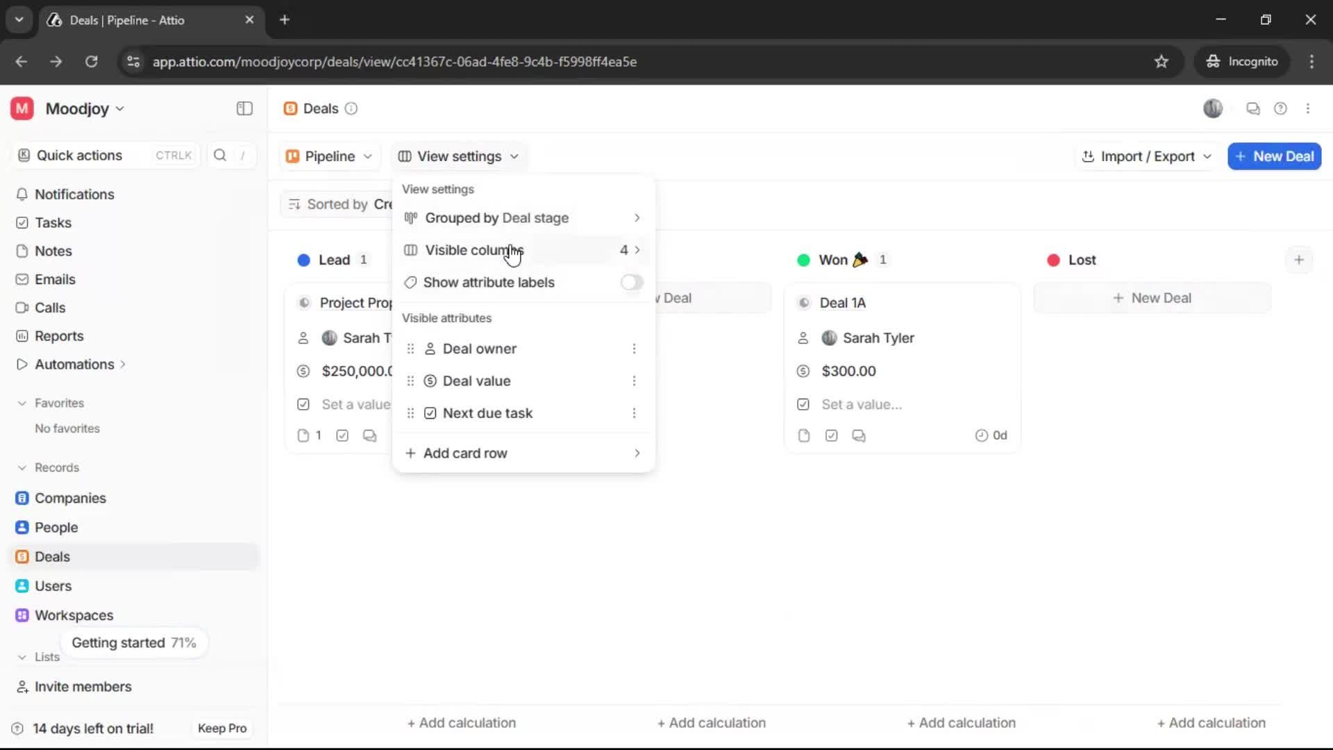 Creating a deal screenshot
