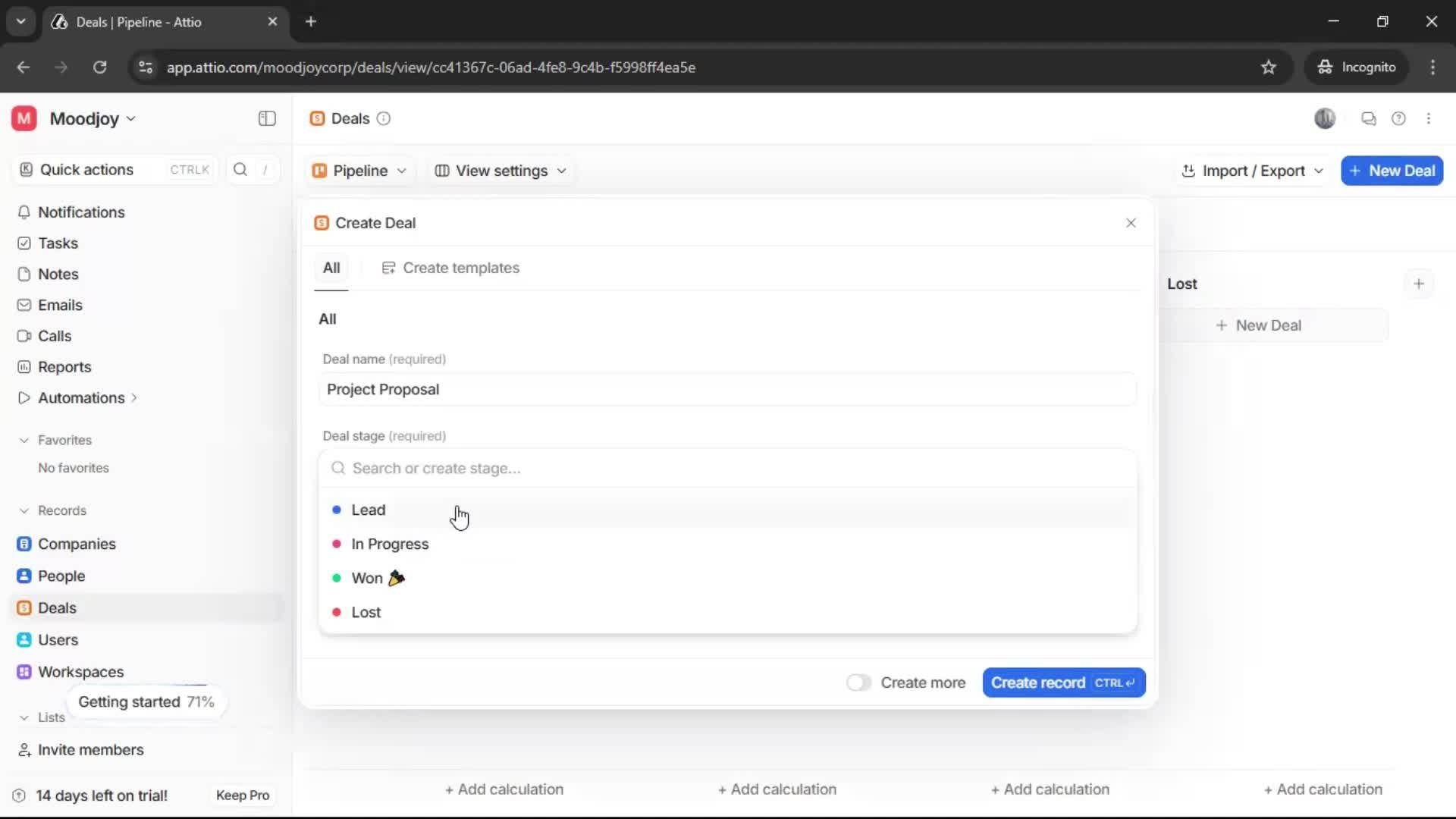 Creating a deal on Attio video thumbnail