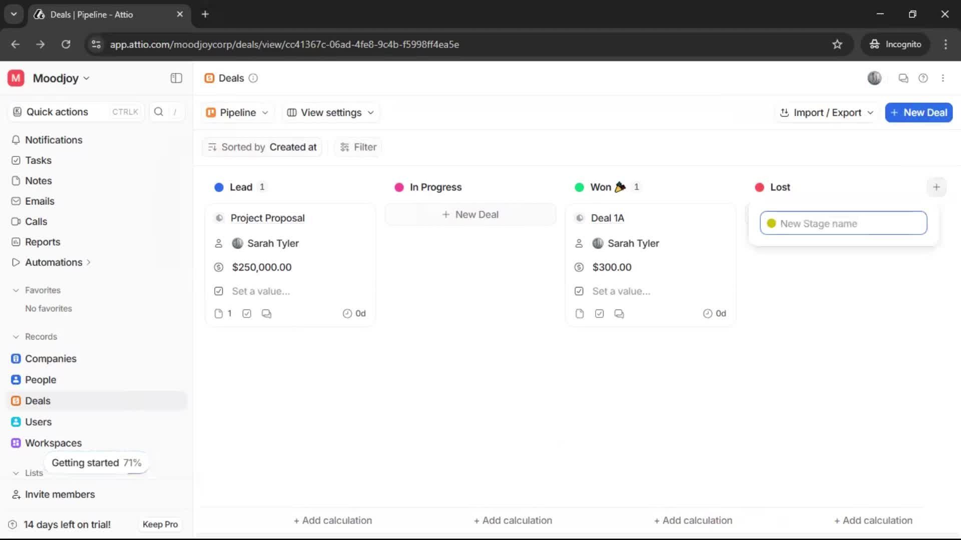 Creating a deal screenshot
