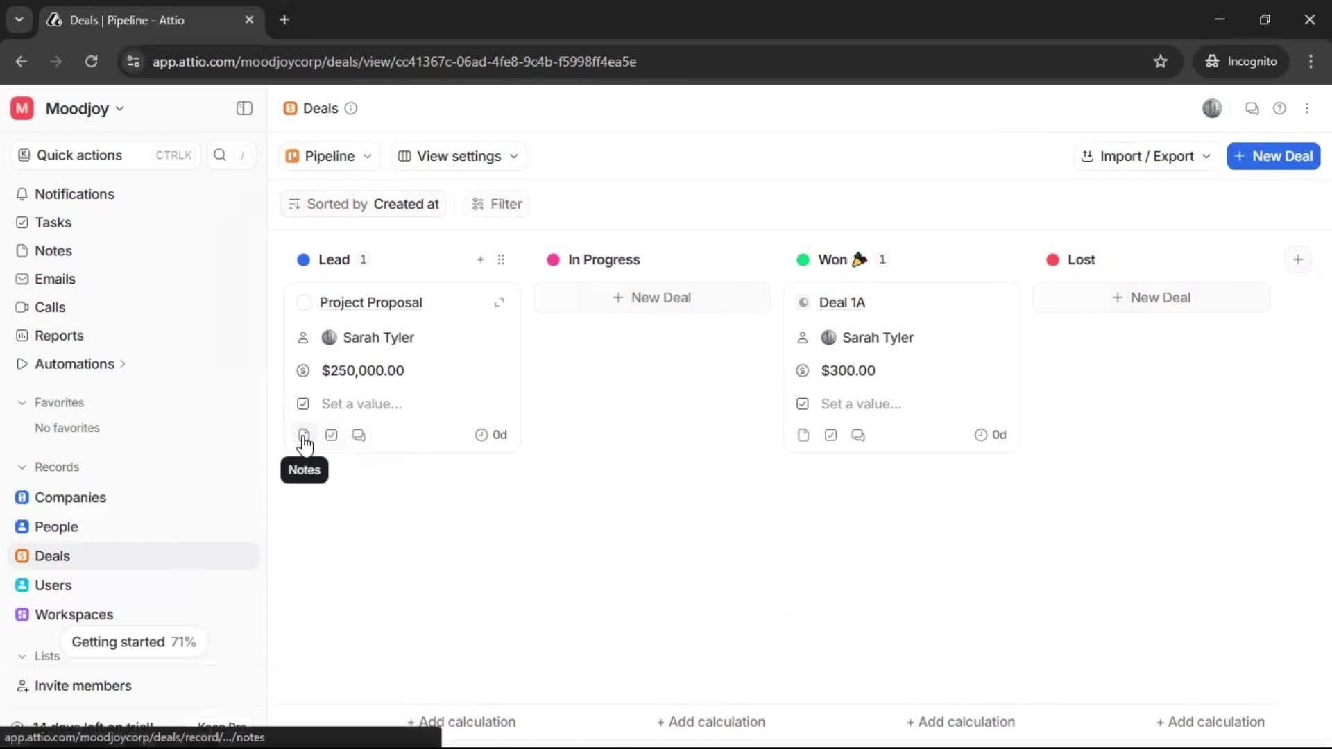 Creating a deal screenshot