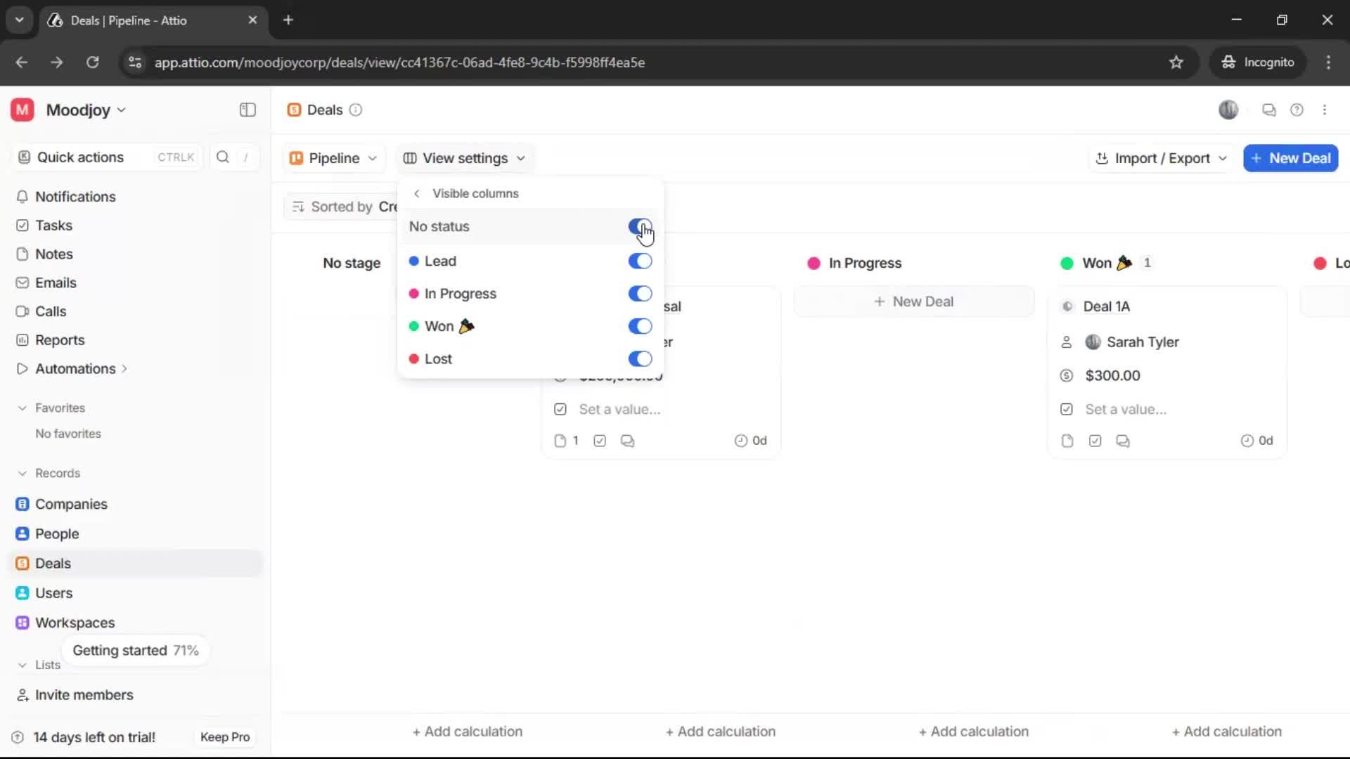 Creating a deal screenshot