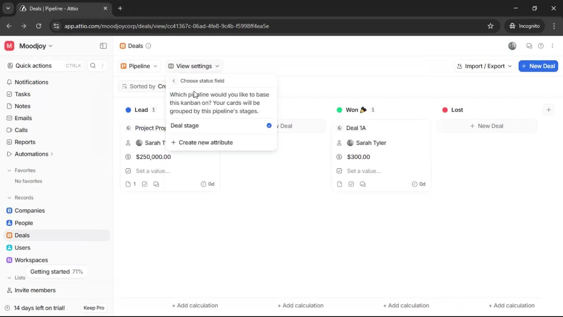 Creating a deal screenshot