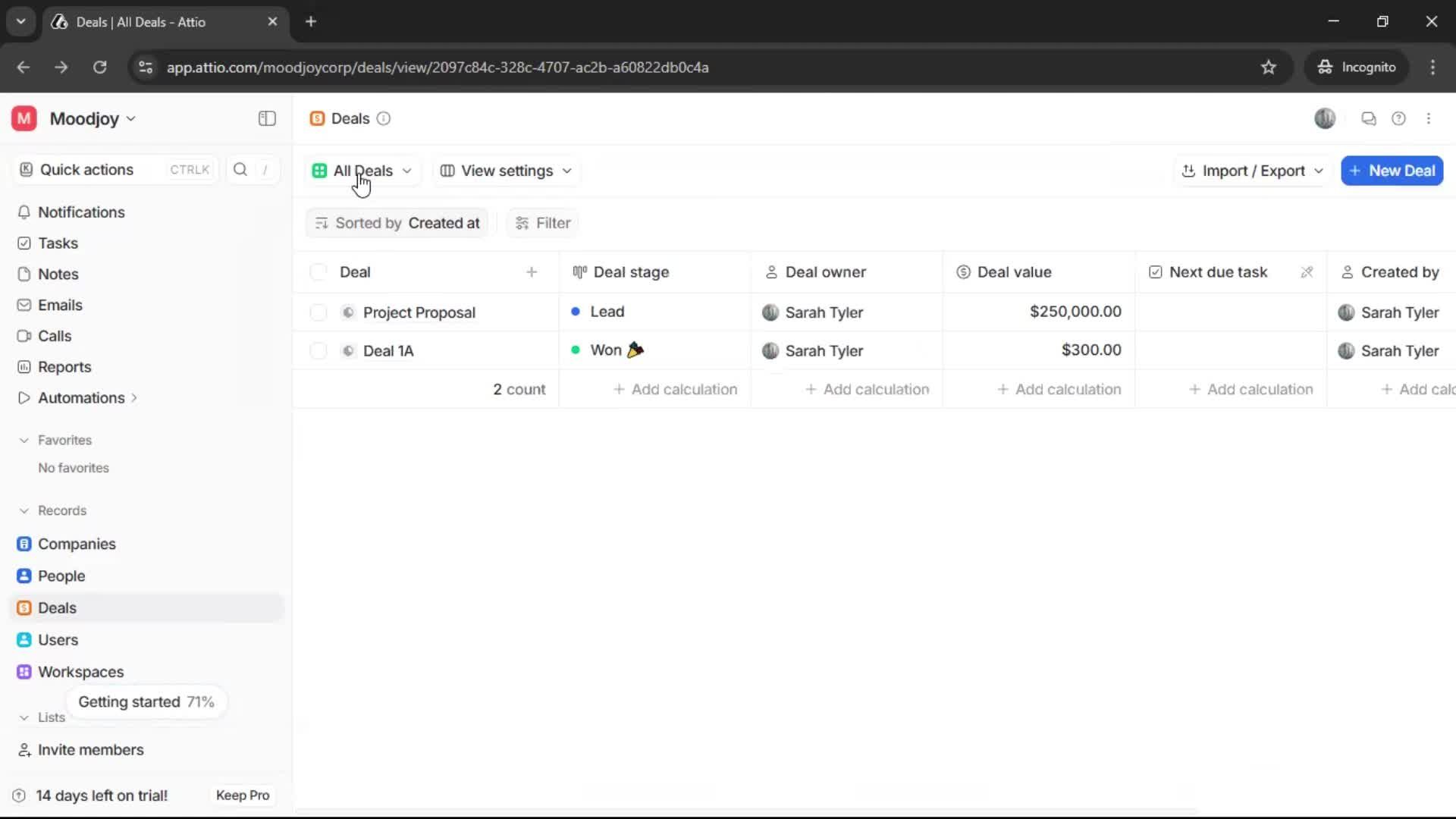 Creating a deal screenshot