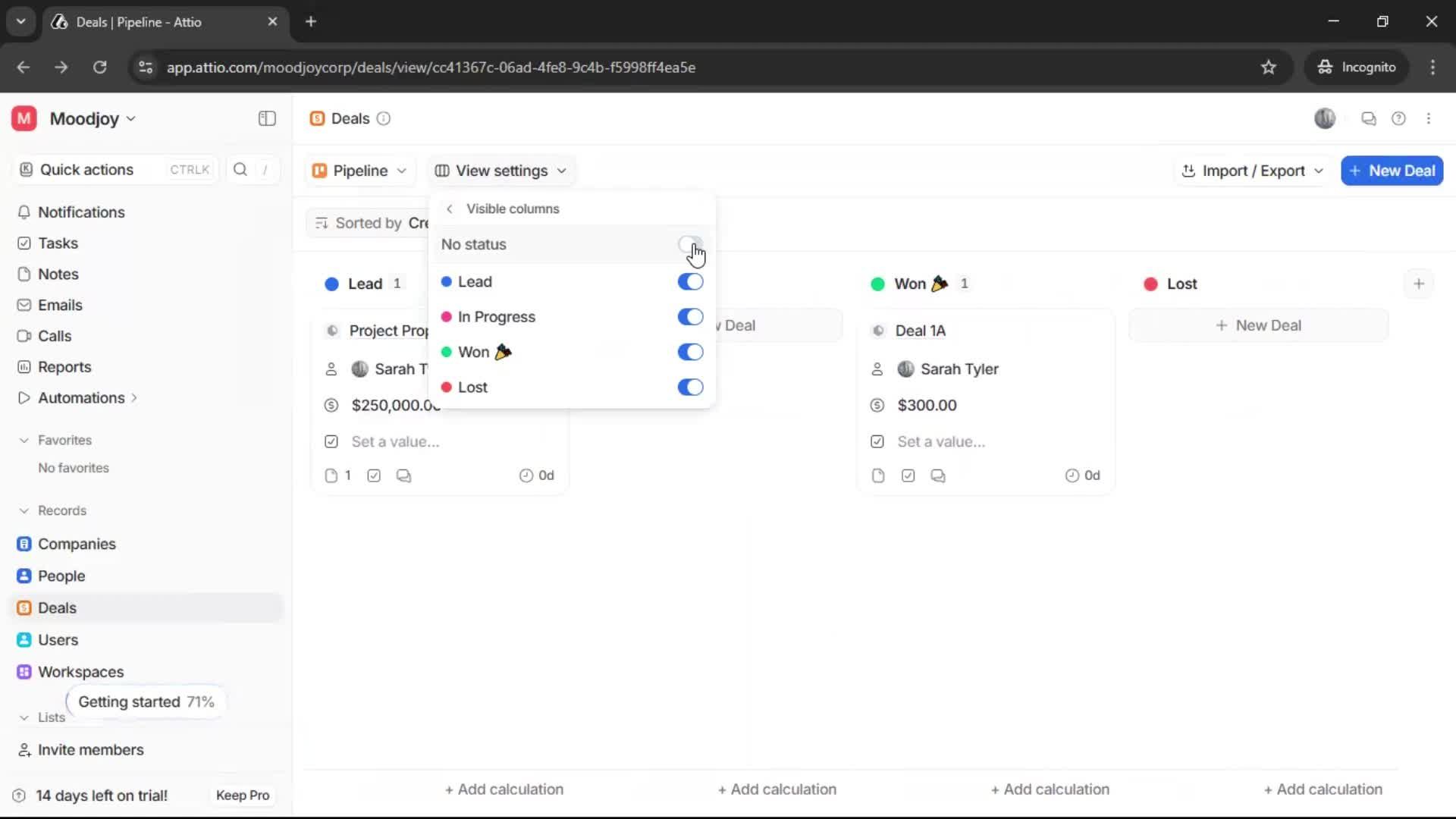 Creating a deal screenshot