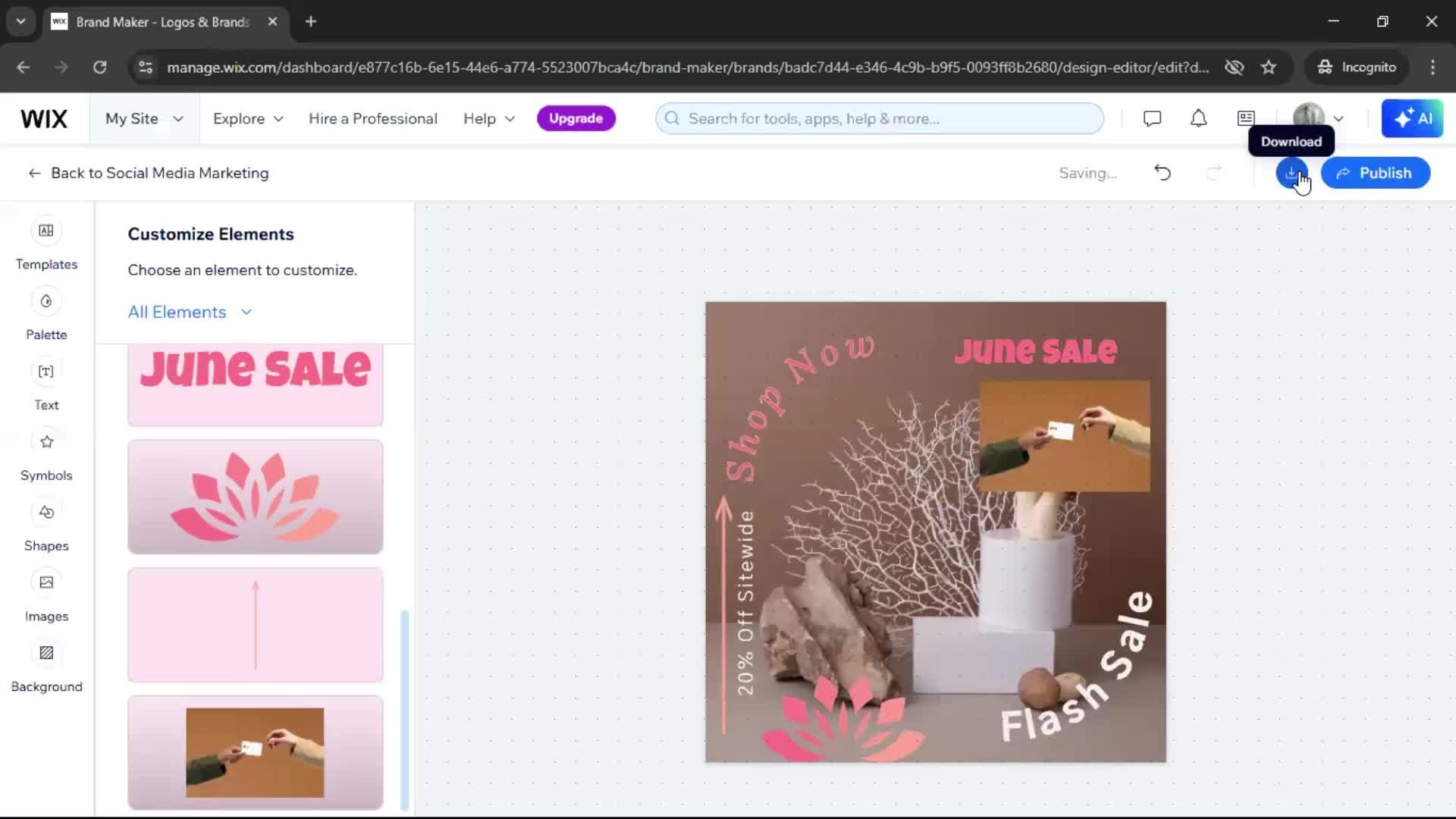 Creating a design on Wix video thumbnail