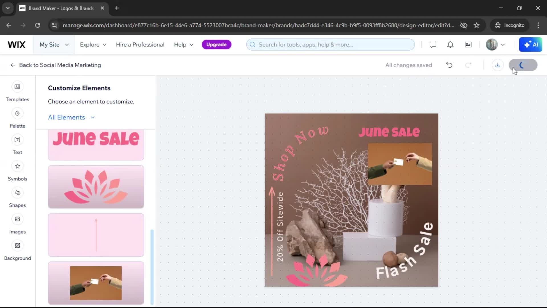 Creating a design on Wix video thumbnail