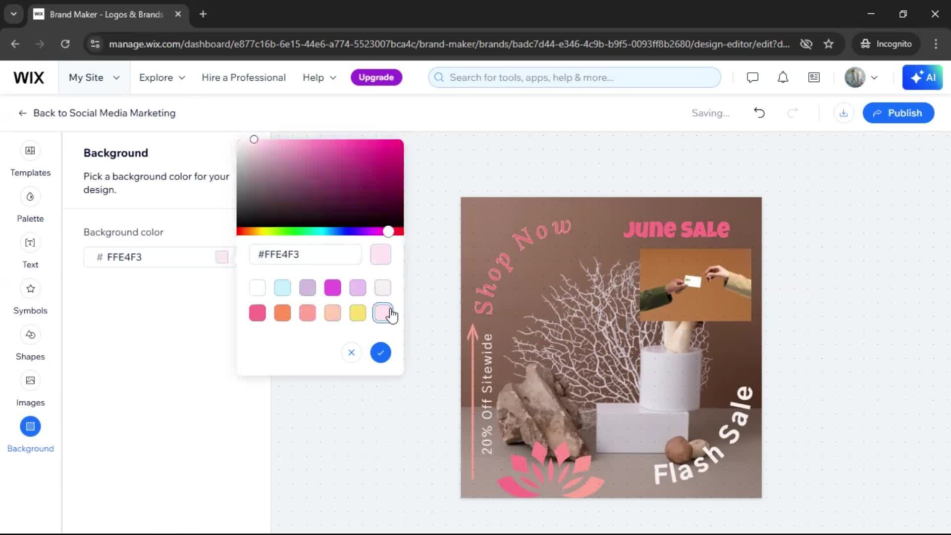 Creating a design screenshot