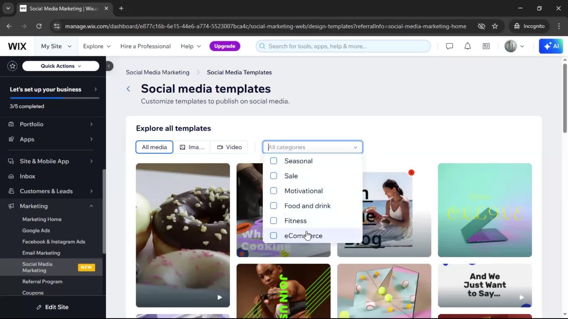 Creating a design on Wix video thumbnail