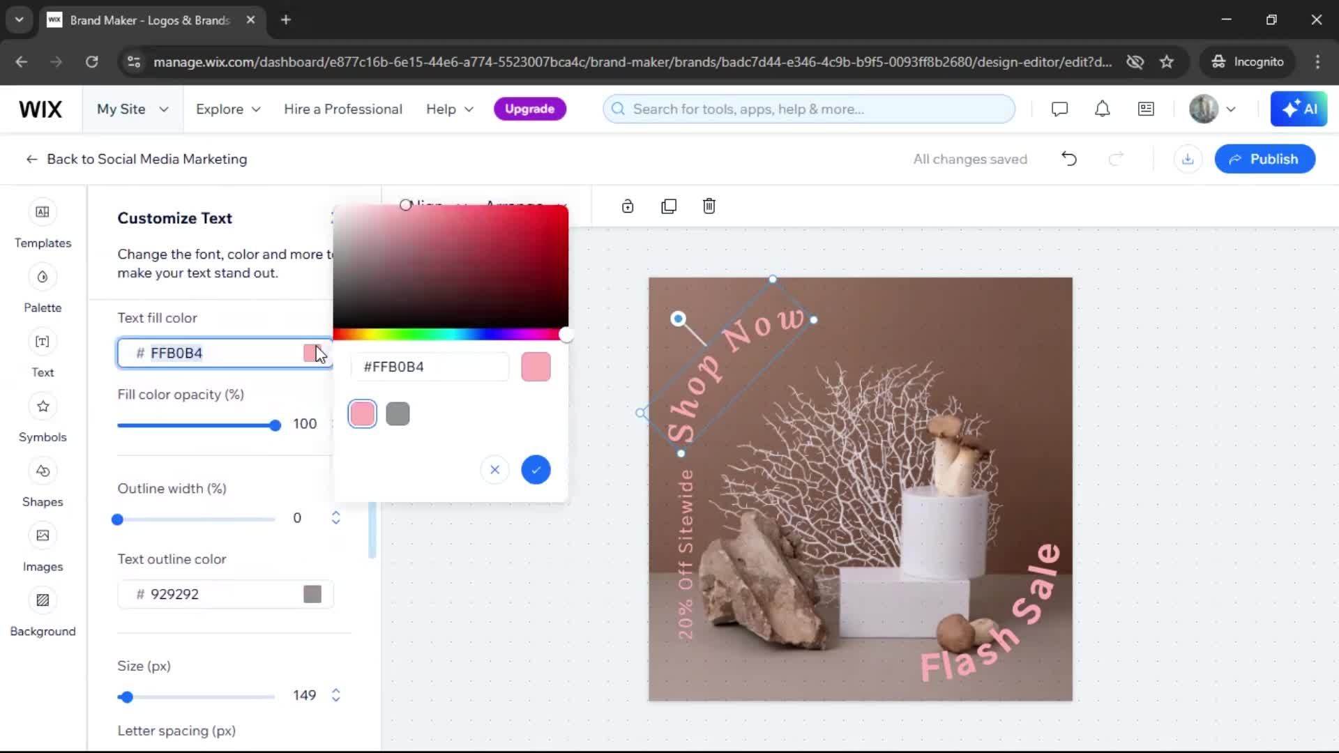 Creating a design on Wix video thumbnail