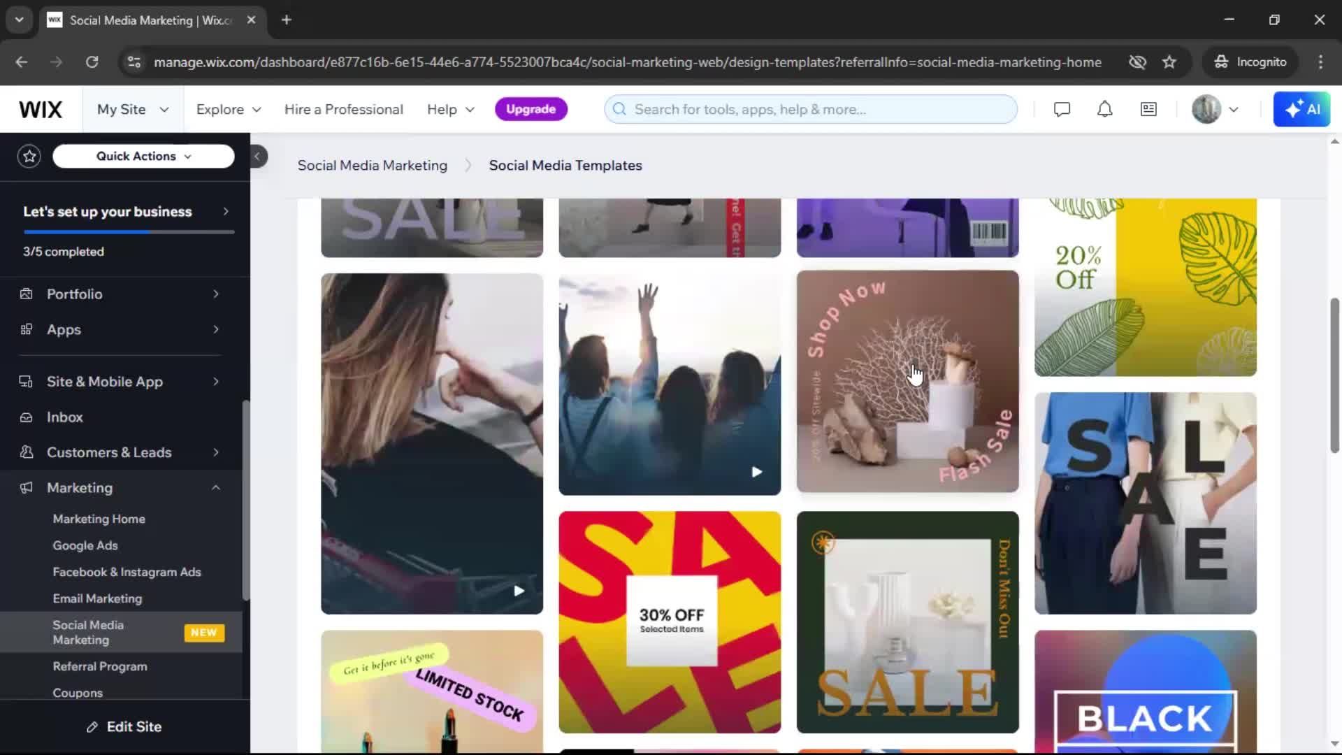 Creating a design on Wix video thumbnail