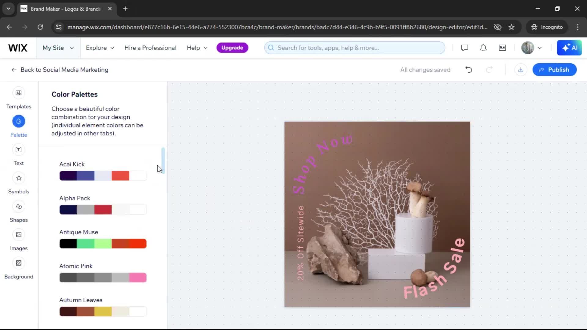 Creating a design on Wix video thumbnail