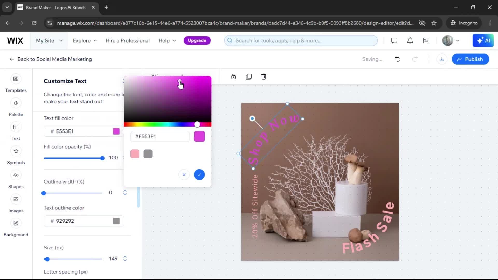 Creating a design screenshot