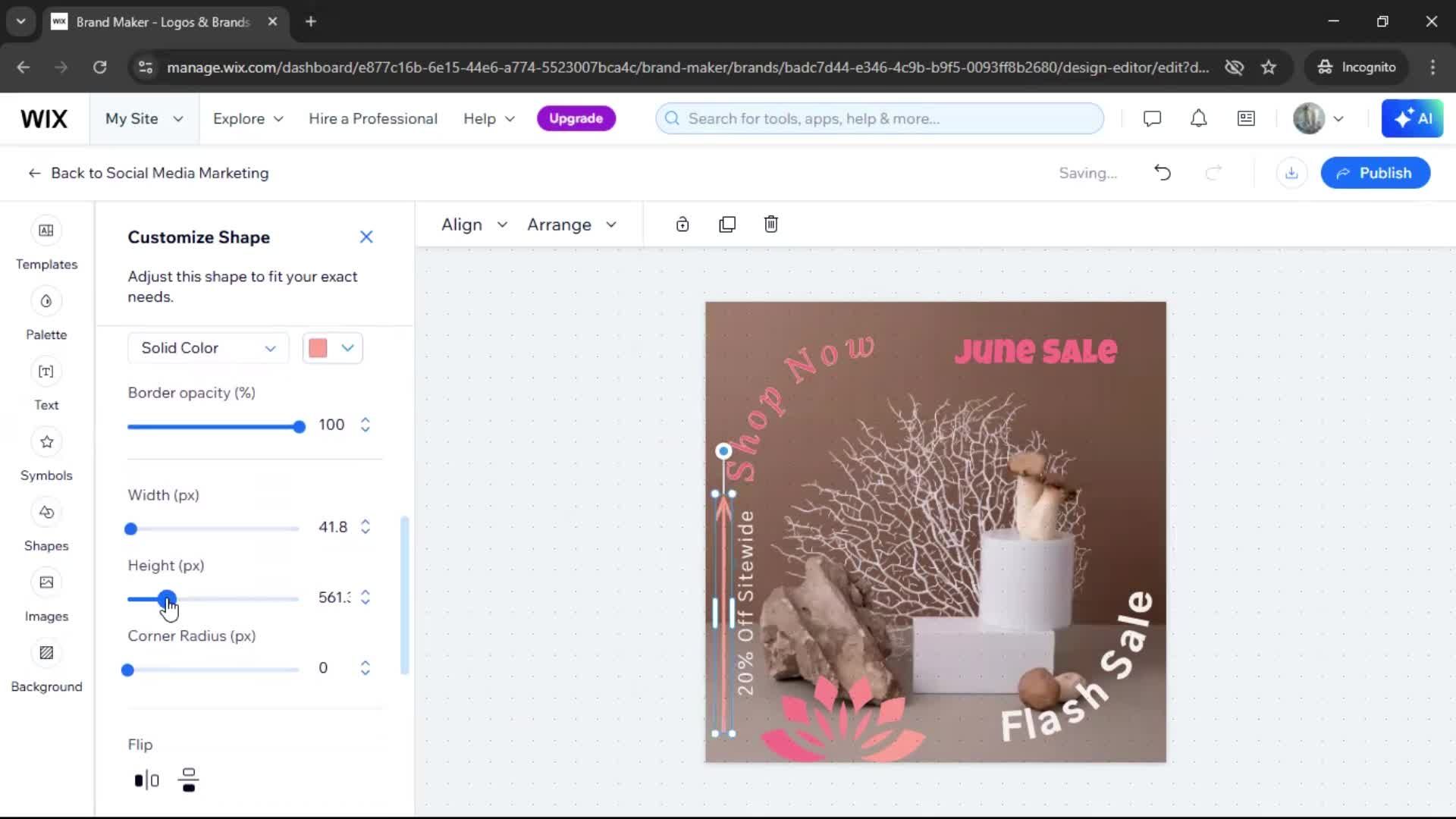 Creating a design on Wix video thumbnail