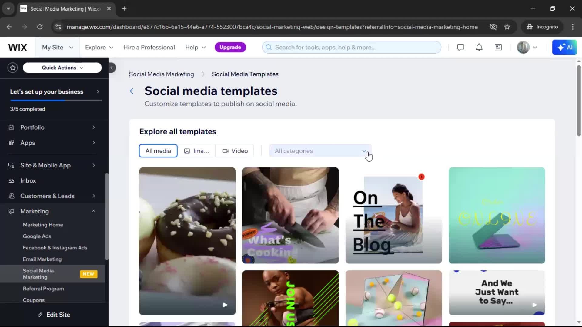 Creating a design on Wix video thumbnail