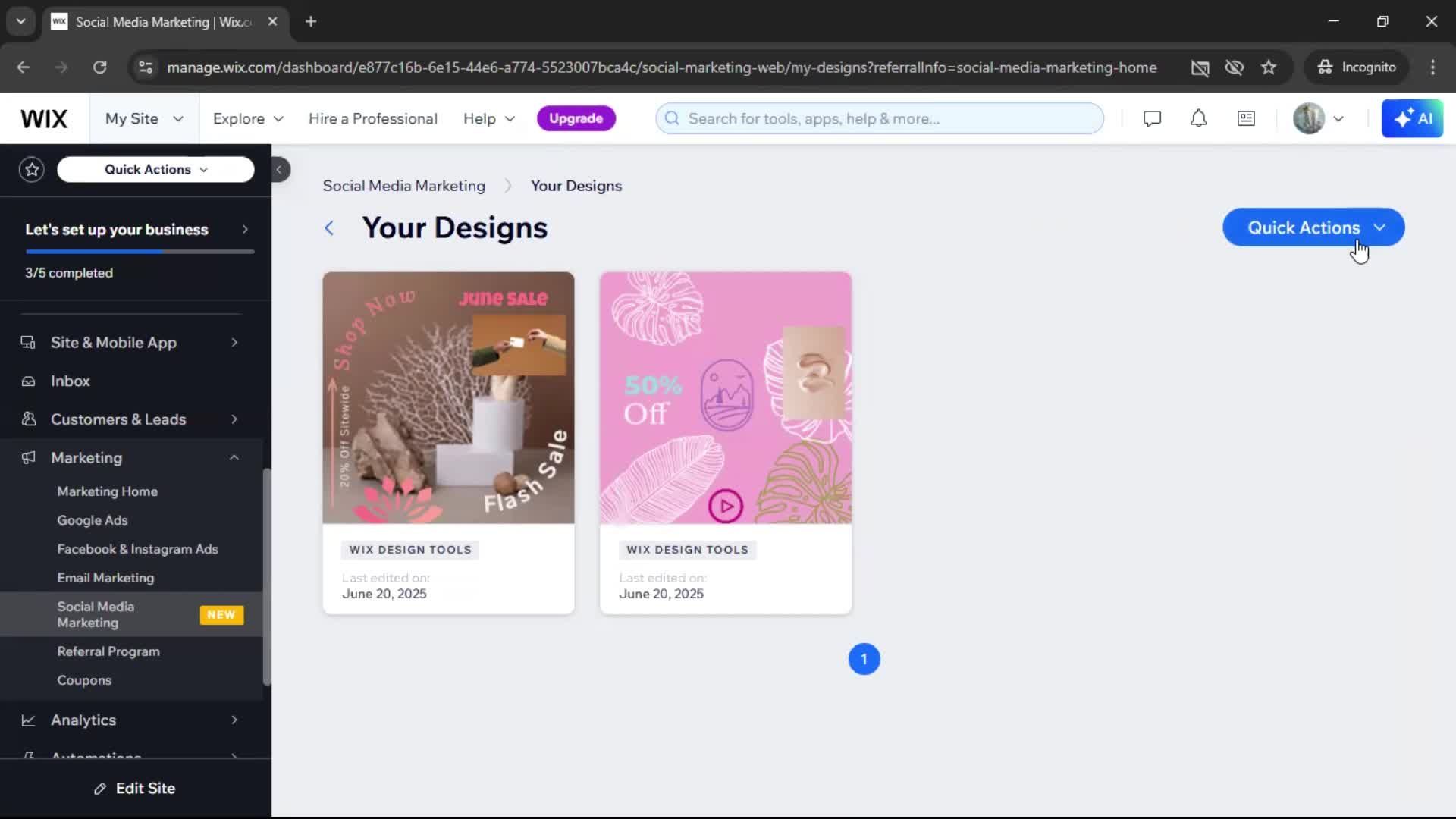 Creating a design on Wix video thumbnail