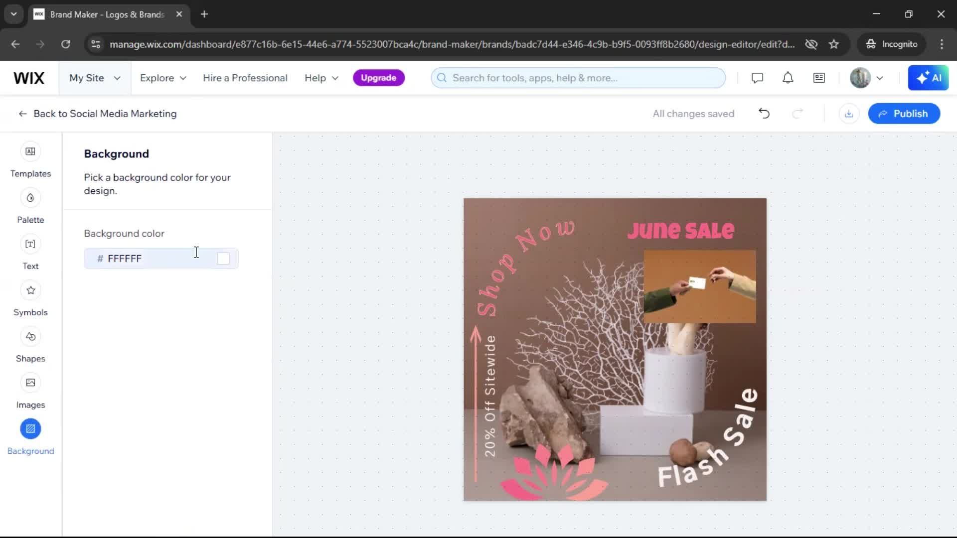 Creating a design on Wix video thumbnail