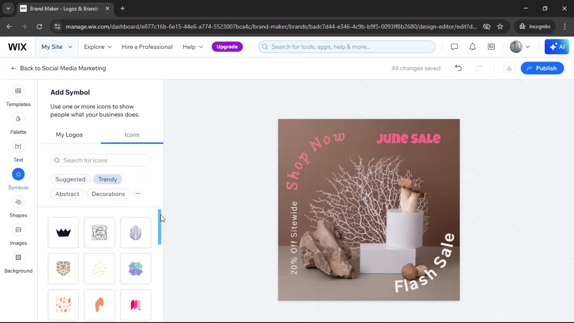 Creating a design on Wix video thumbnail