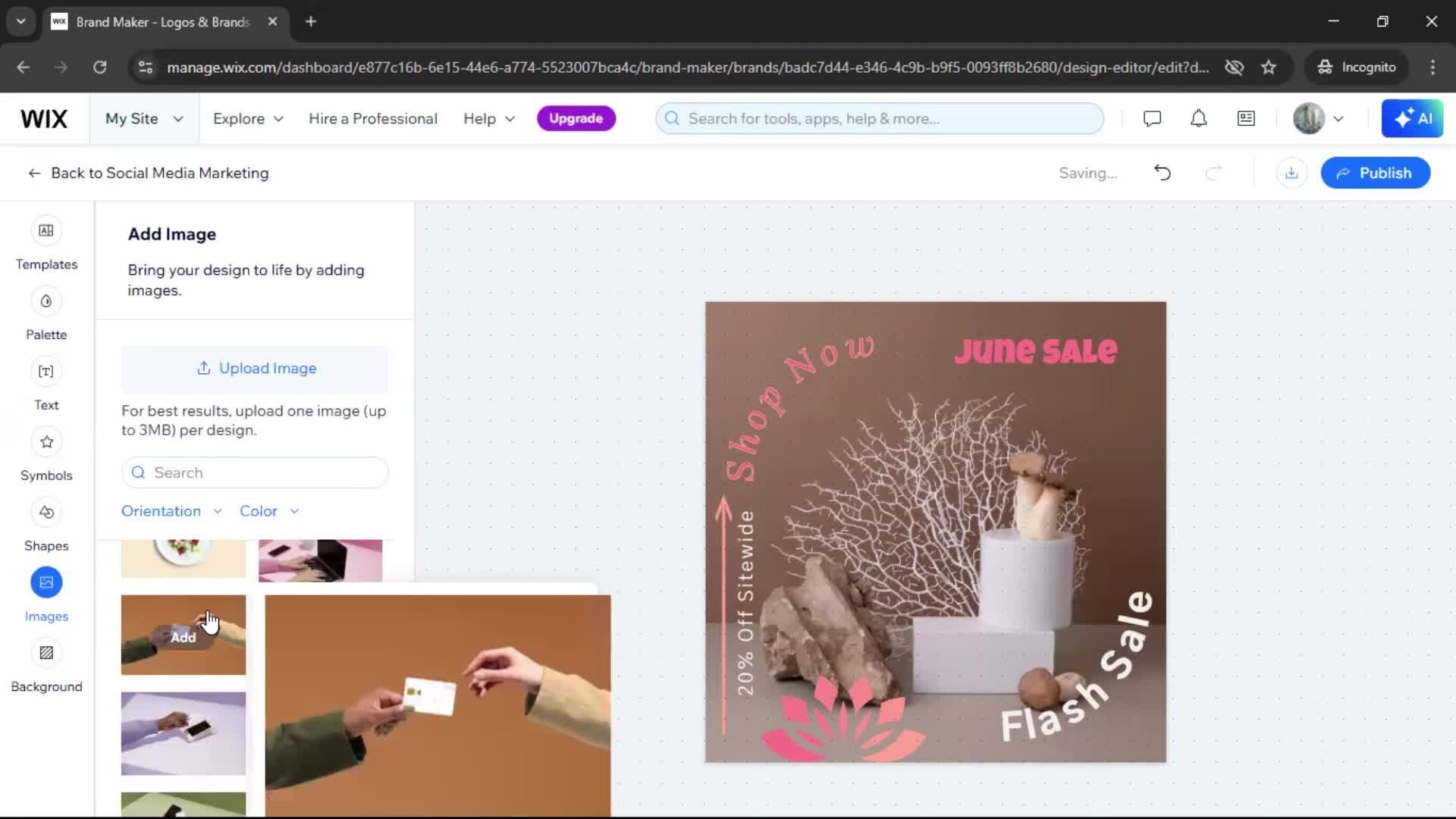 Creating a design screenshot