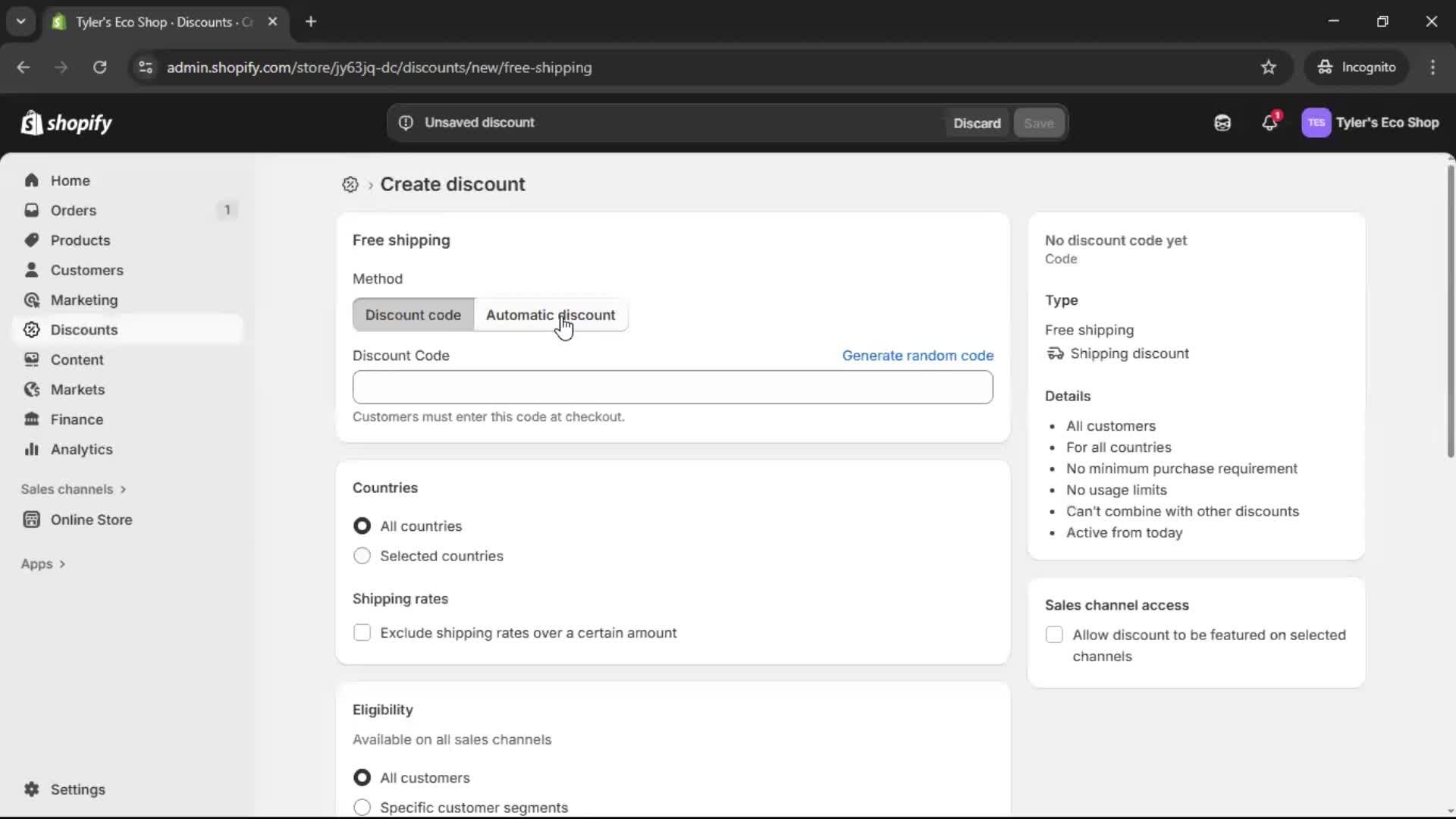 Creating a discount code on Shopify video thumbnail