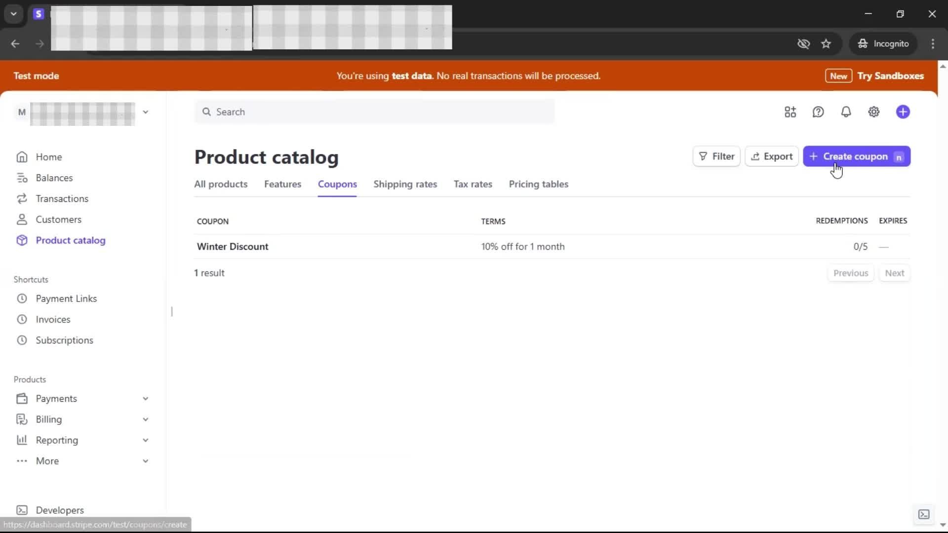 Creating a discount code screenshot