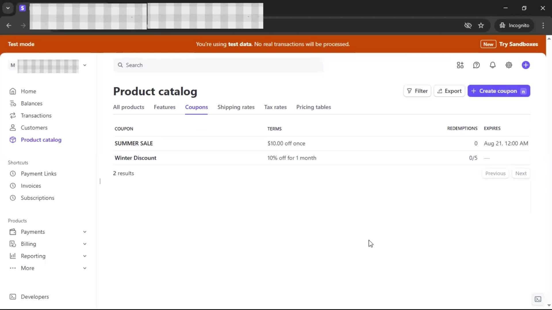 Creating a discount code screenshot