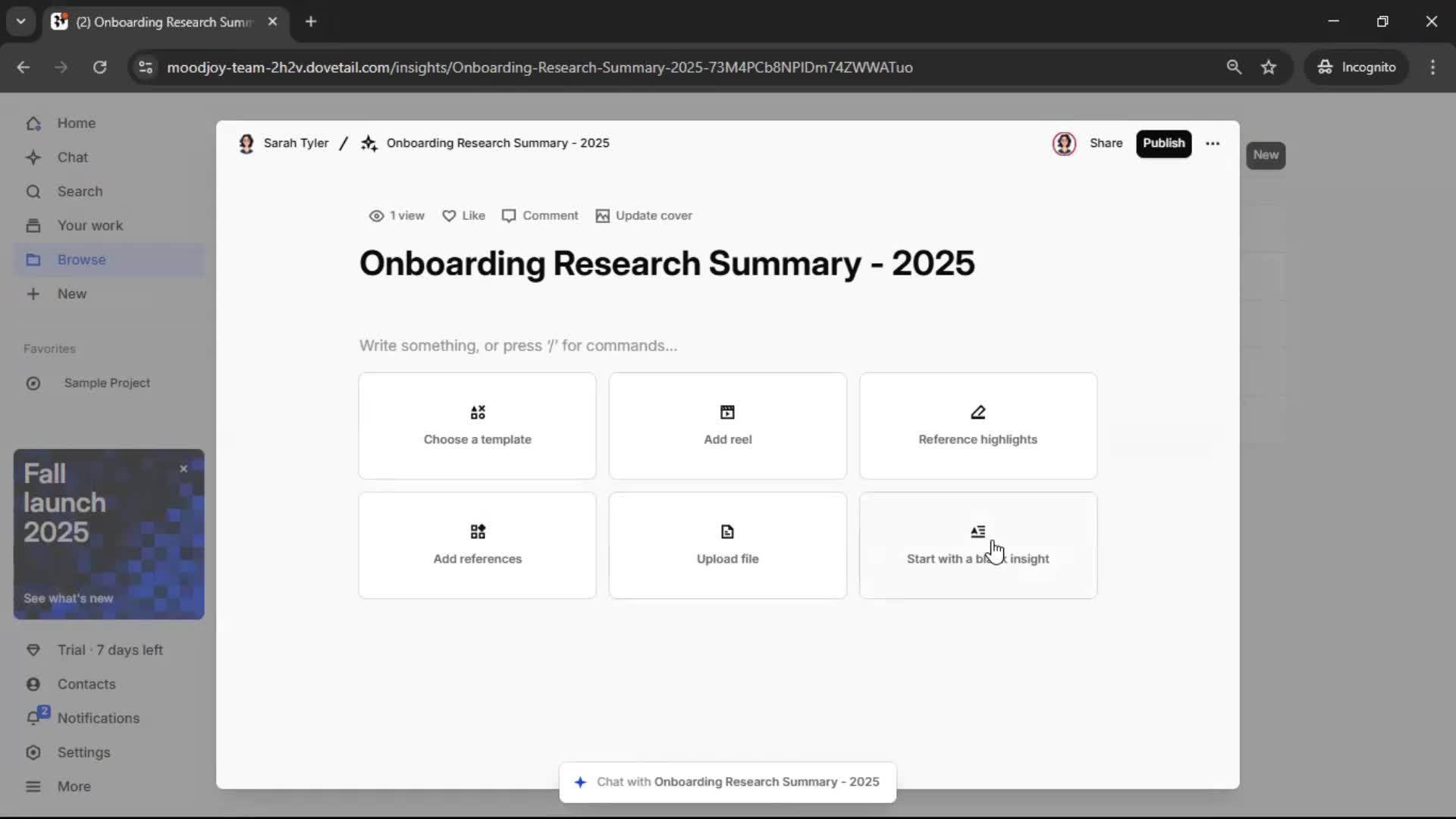 Creating a document on Dovetail video thumbnail
