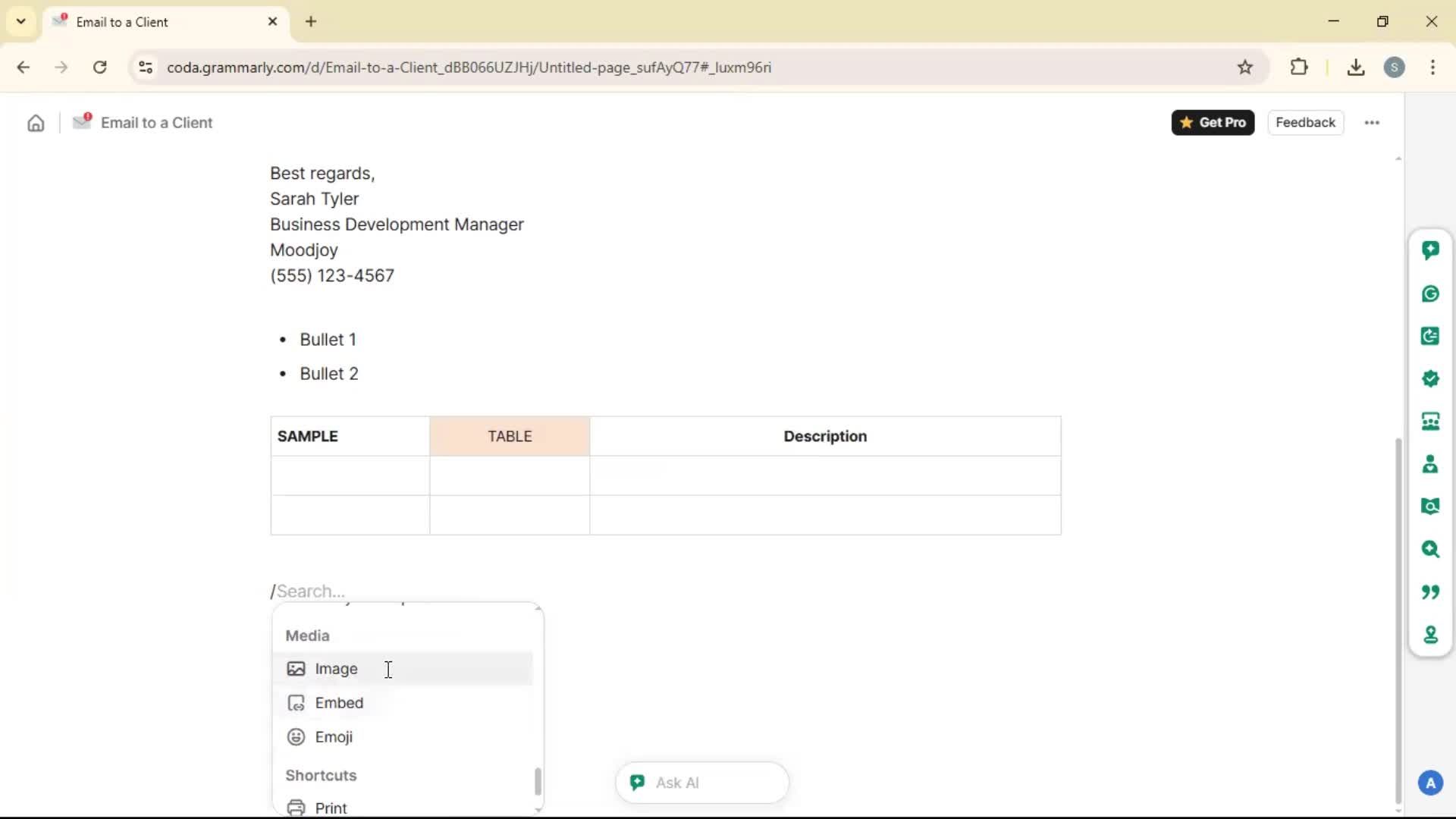 Creating a document screenshot