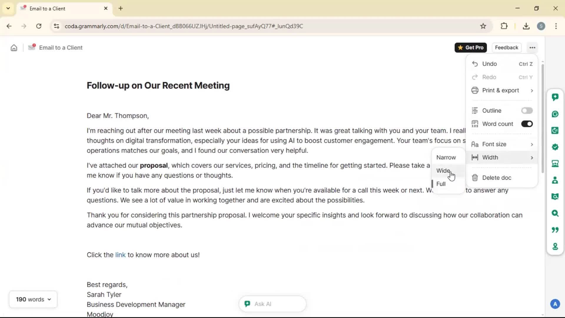 Creating a document screenshot