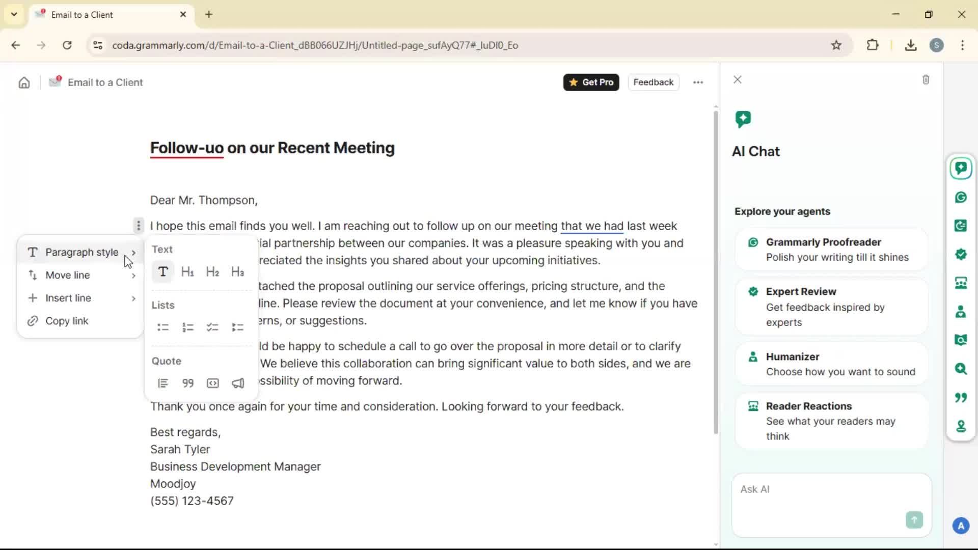 Creating a document screenshot
