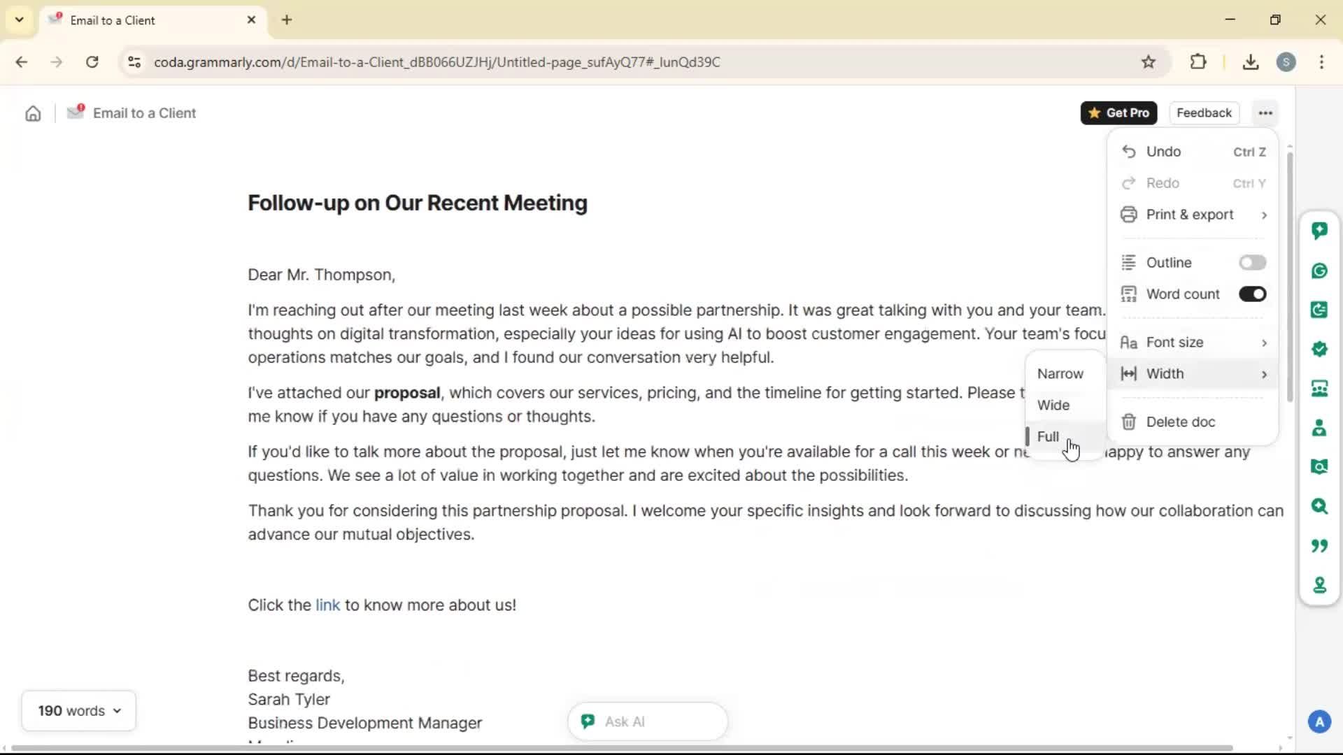 Creating a document screenshot