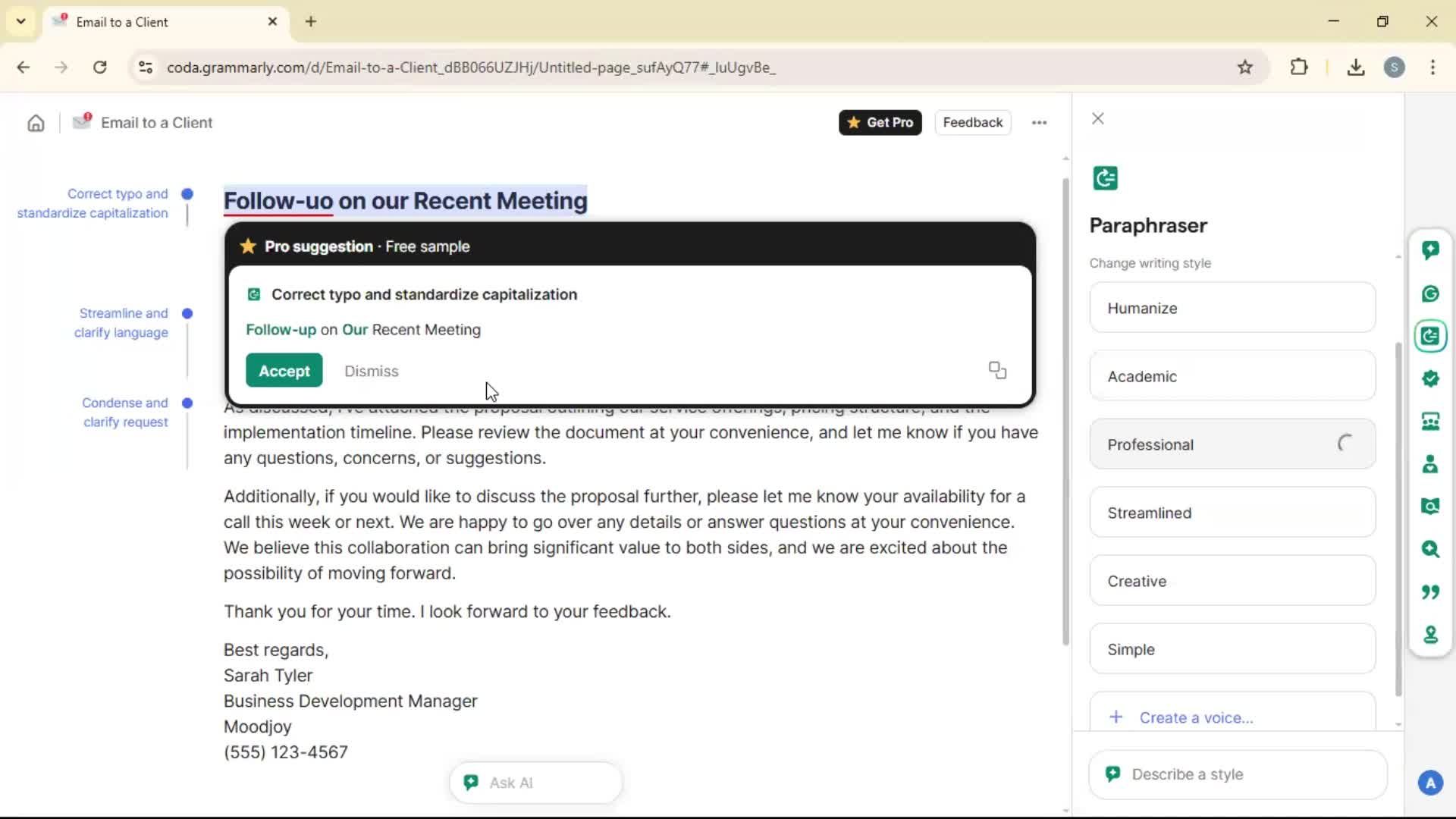 Creating a document screenshot