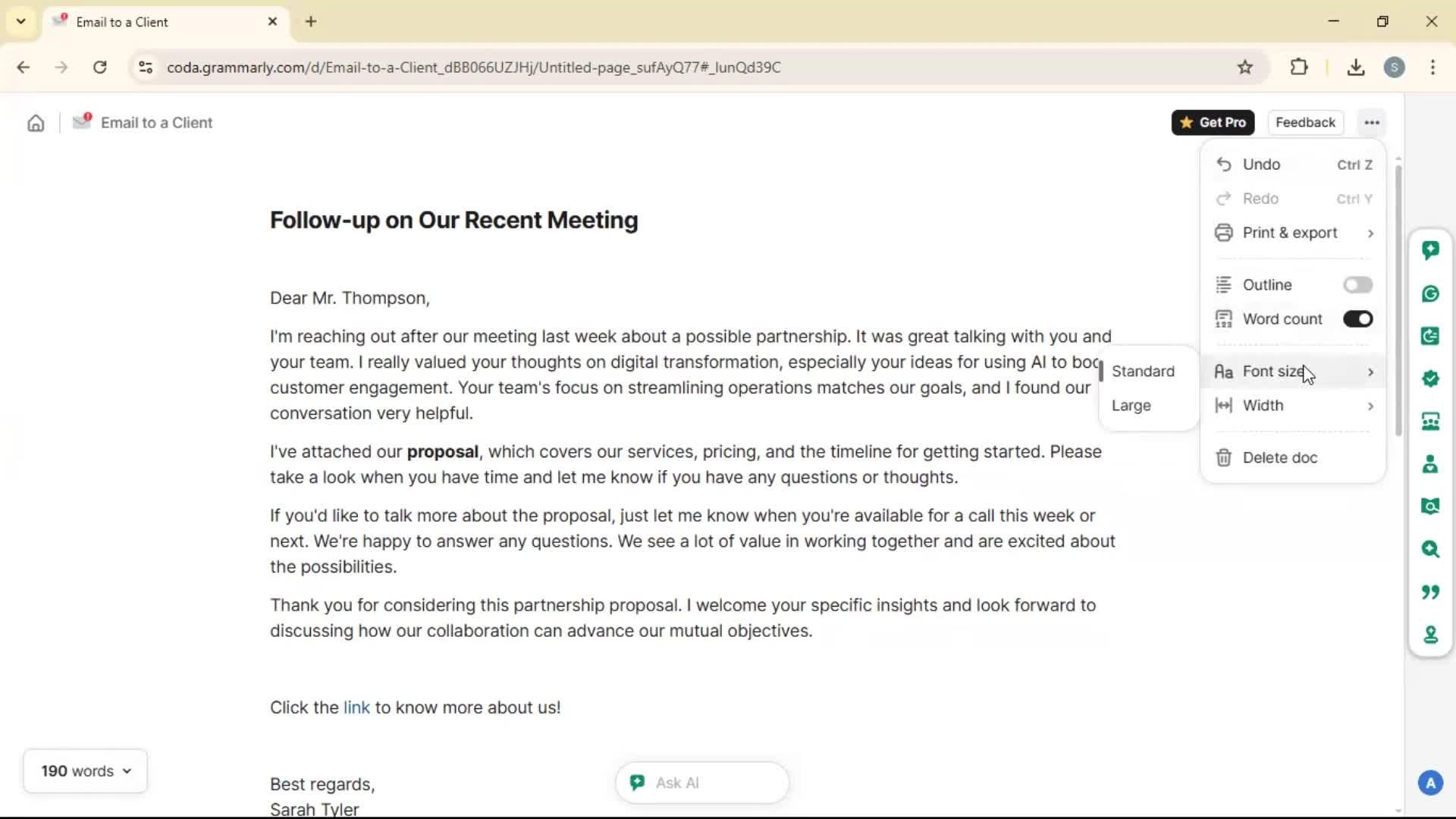 Creating a document screenshot