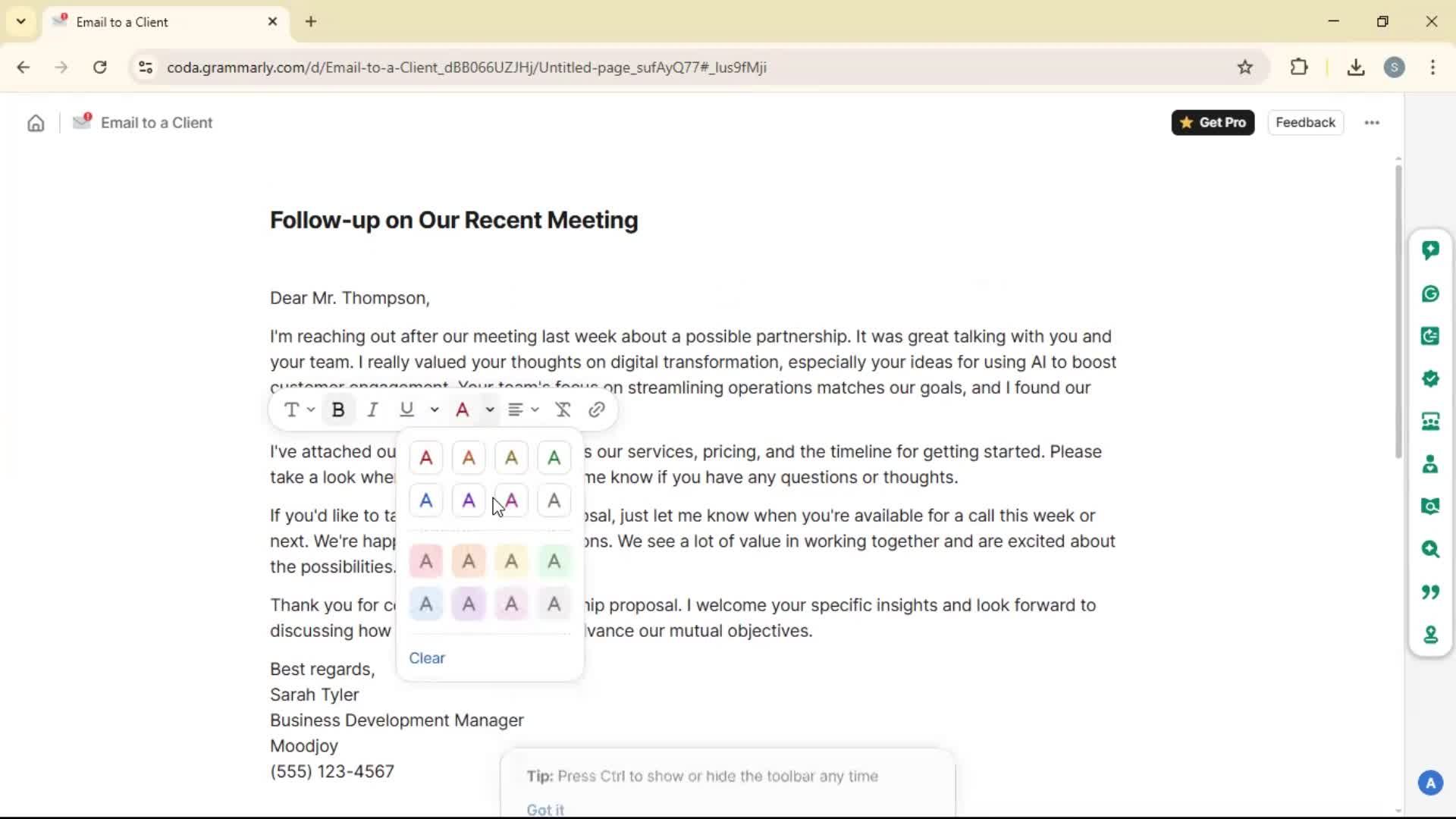 Creating a document screenshot
