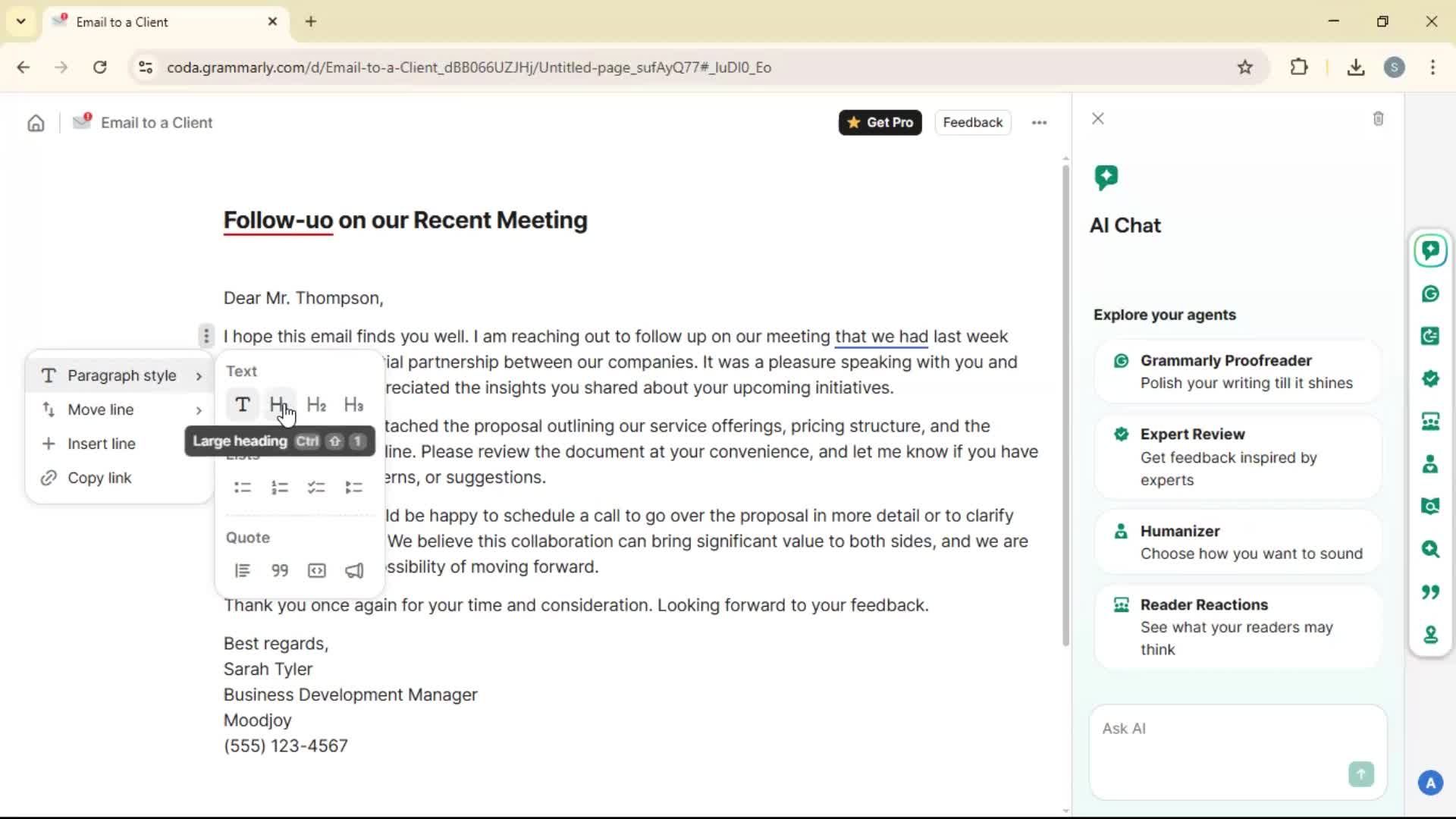 Creating a document screenshot