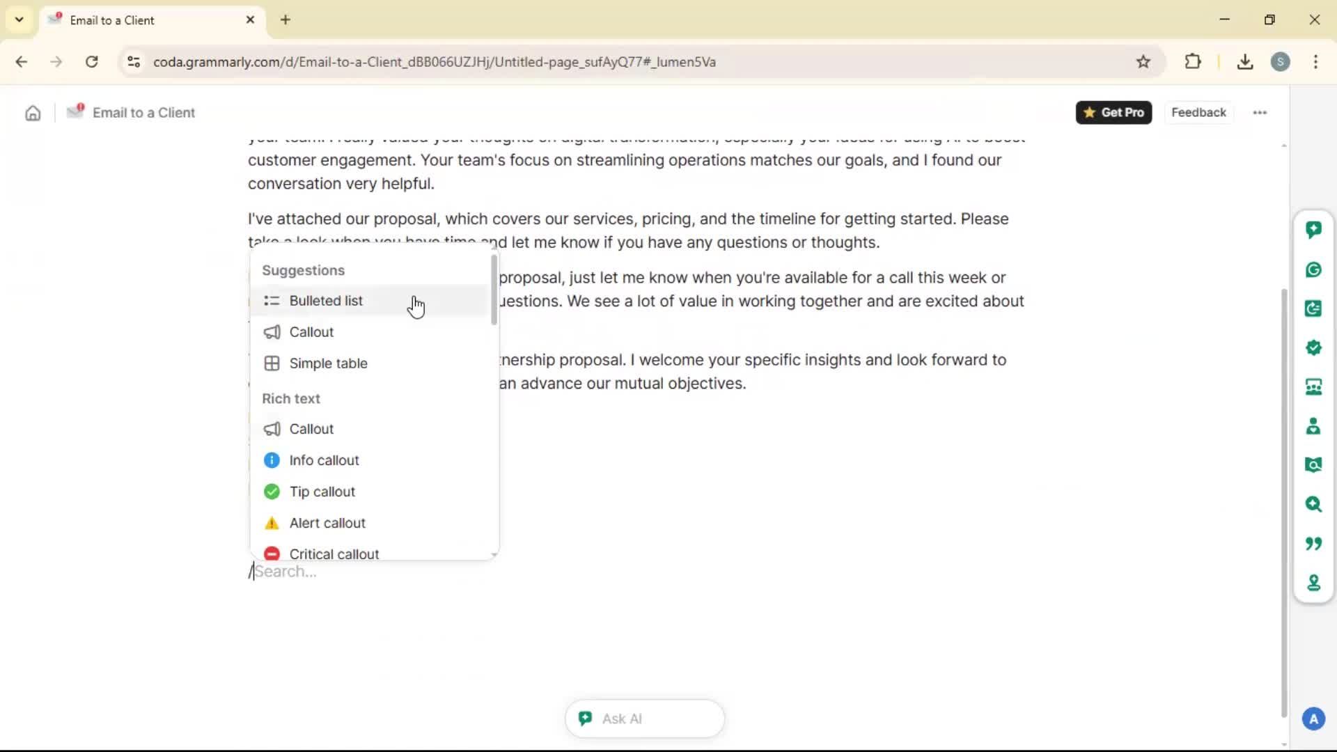 Creating a document screenshot