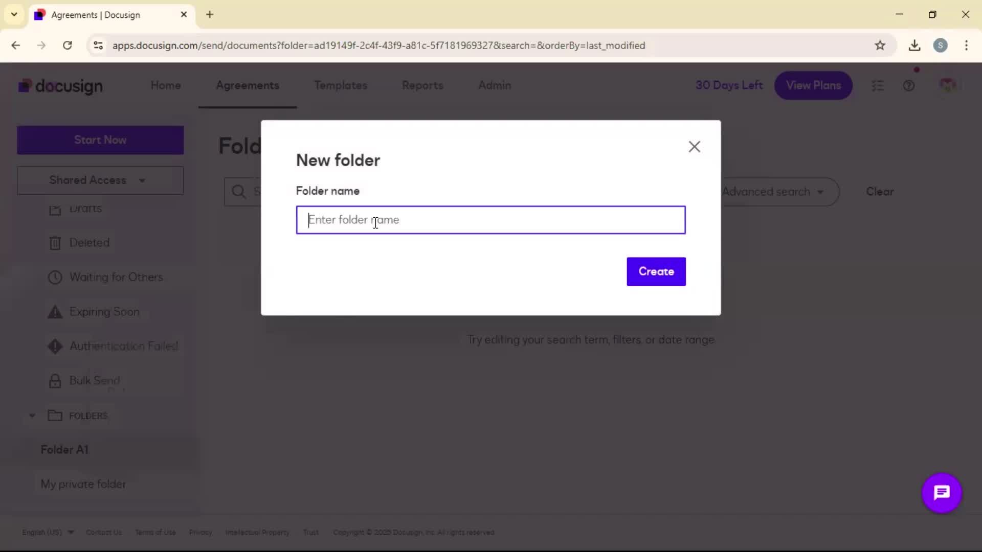 Creating a folder on Docusign video thumbnail