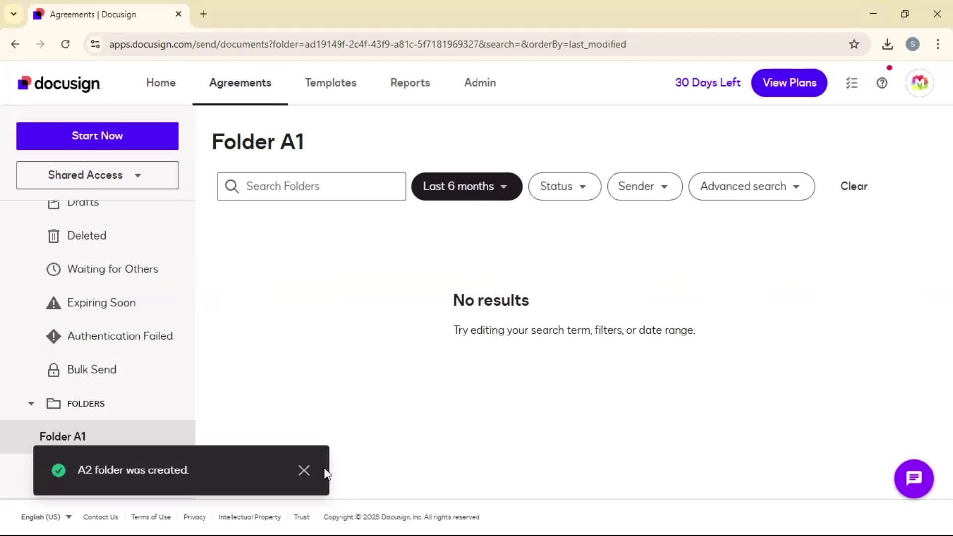 Creating a folder on Docusign video thumbnail