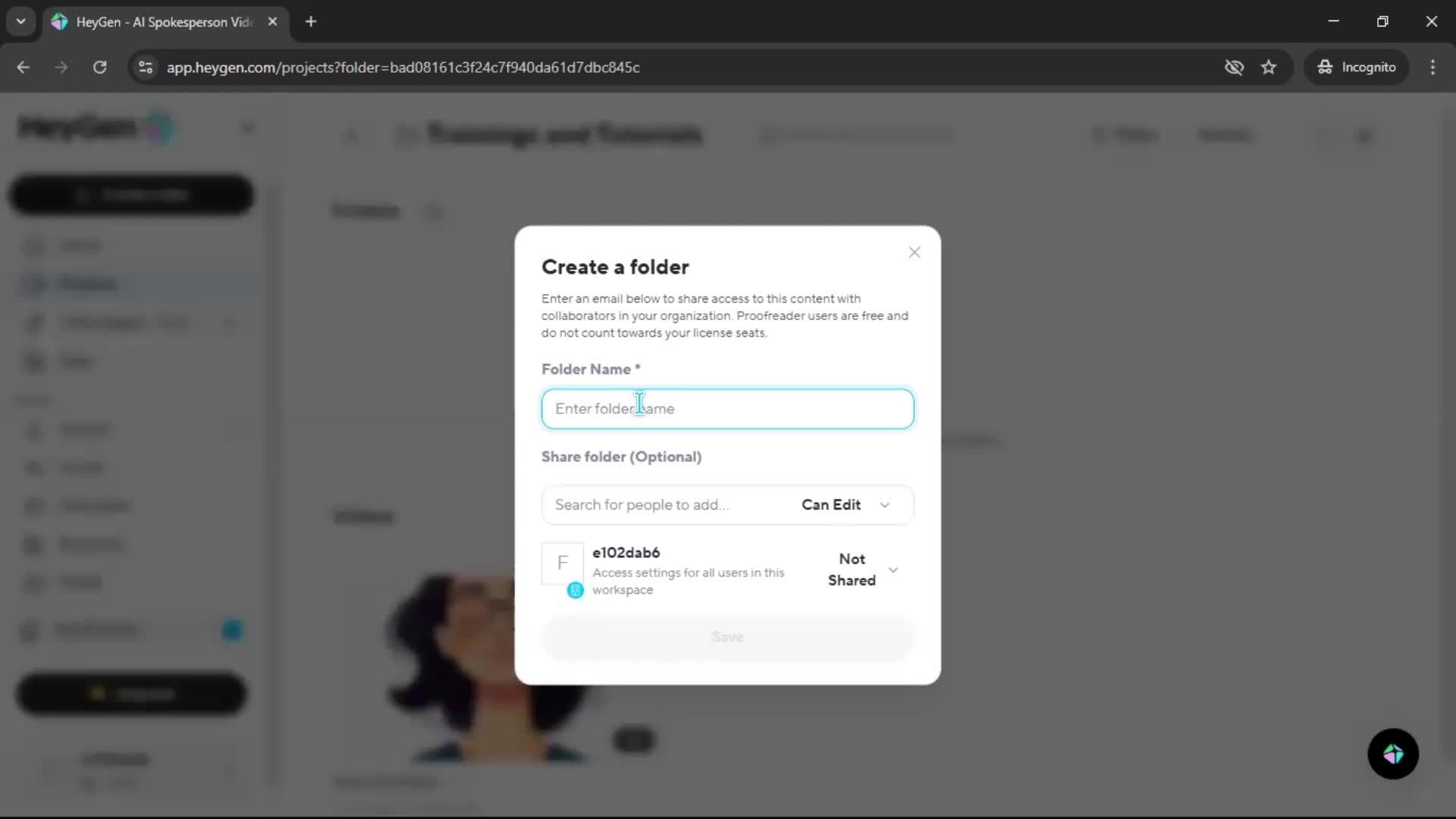 Creating a folder screenshot