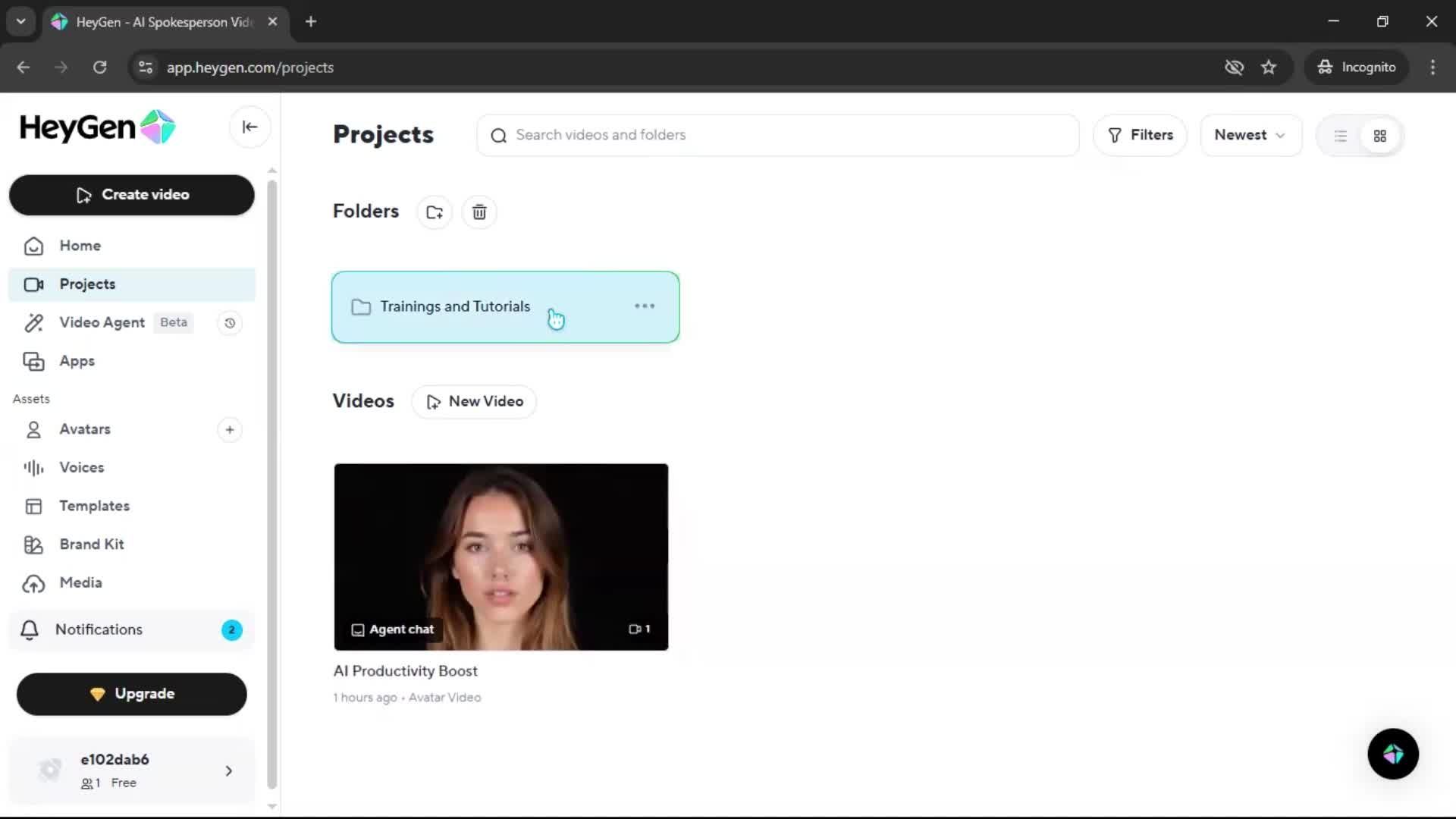 Creating a folder screenshot