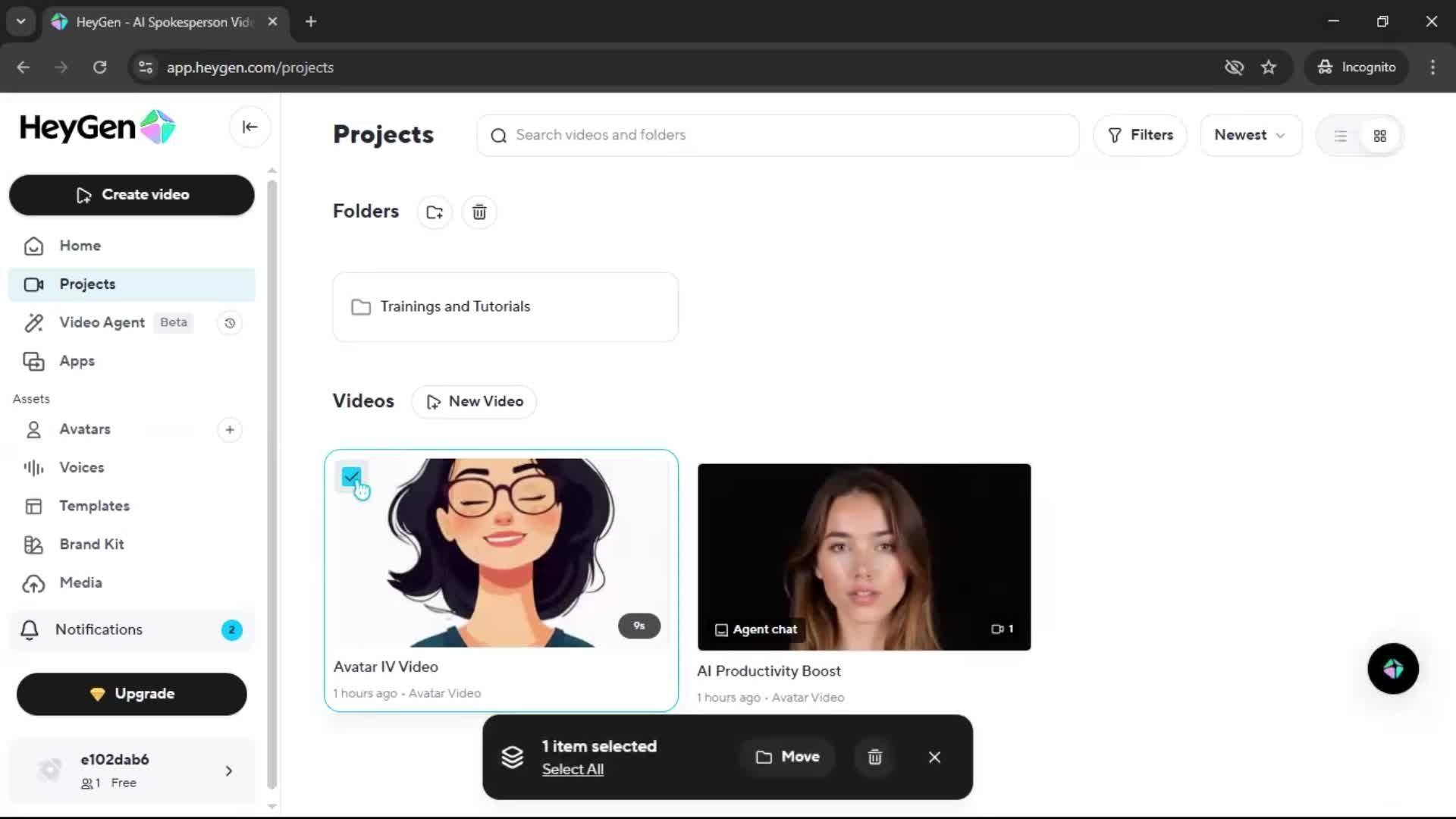 Creating a folder screenshot