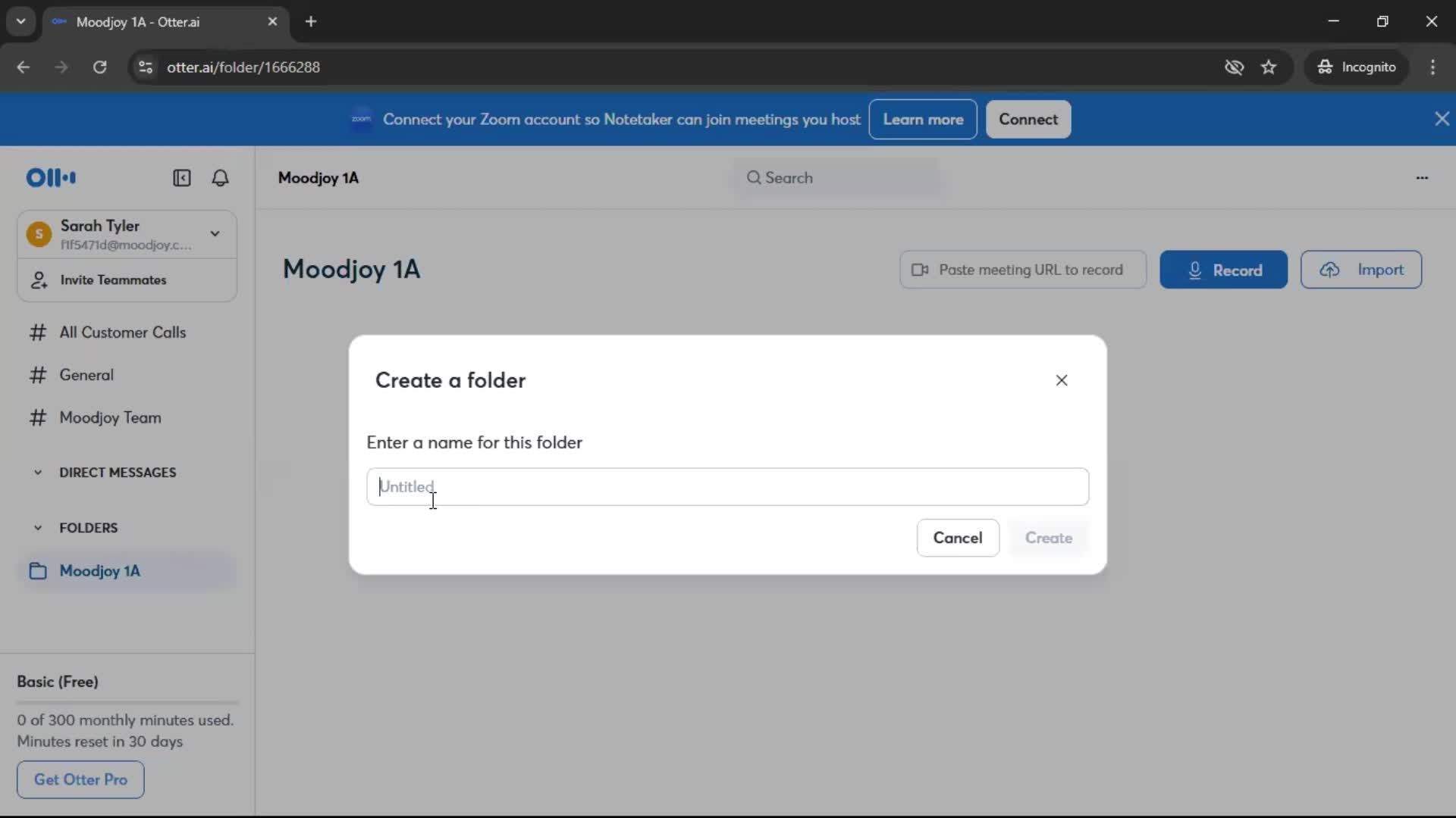 Creating a folder screenshot