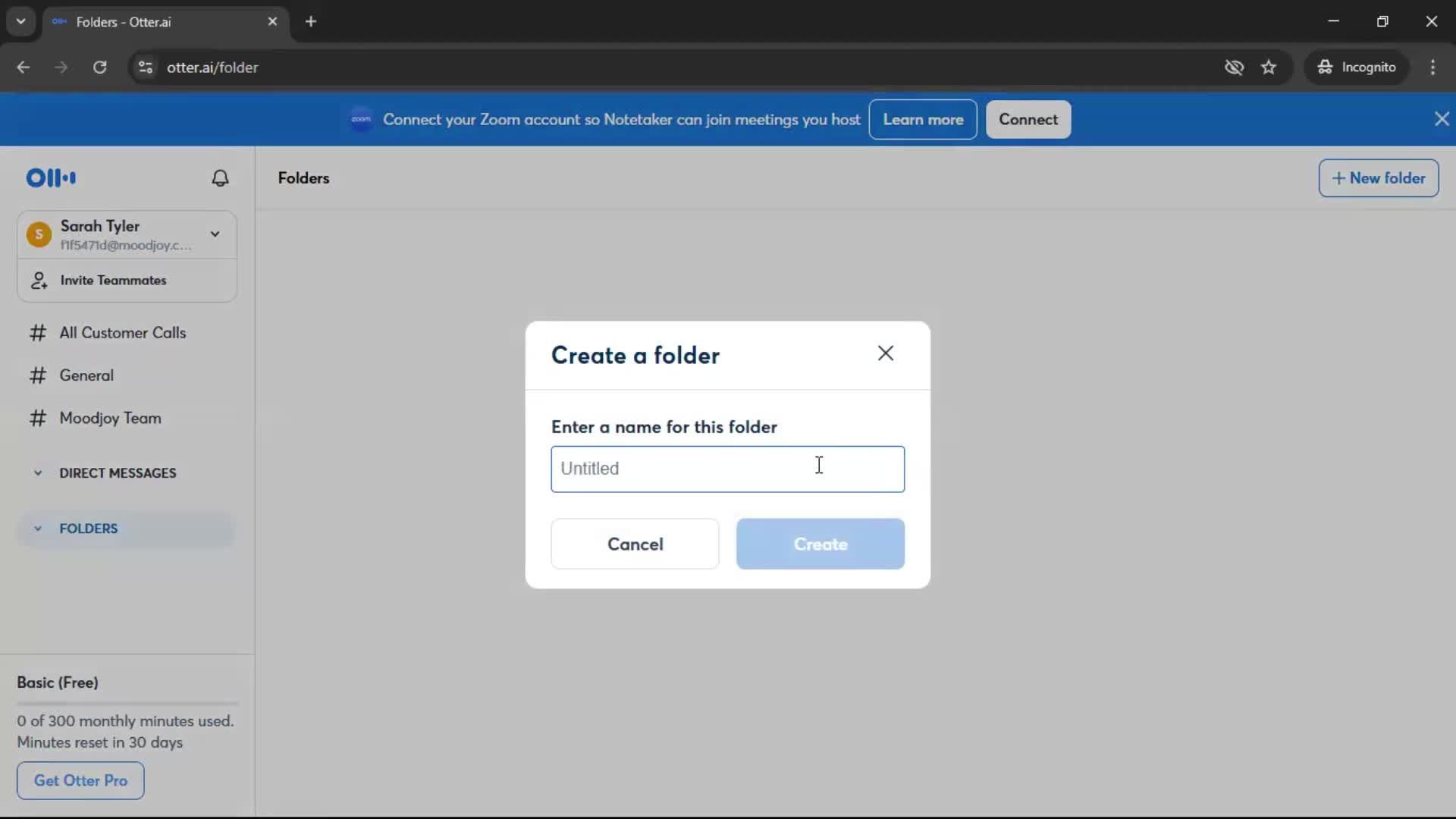 Creating a folder screenshot