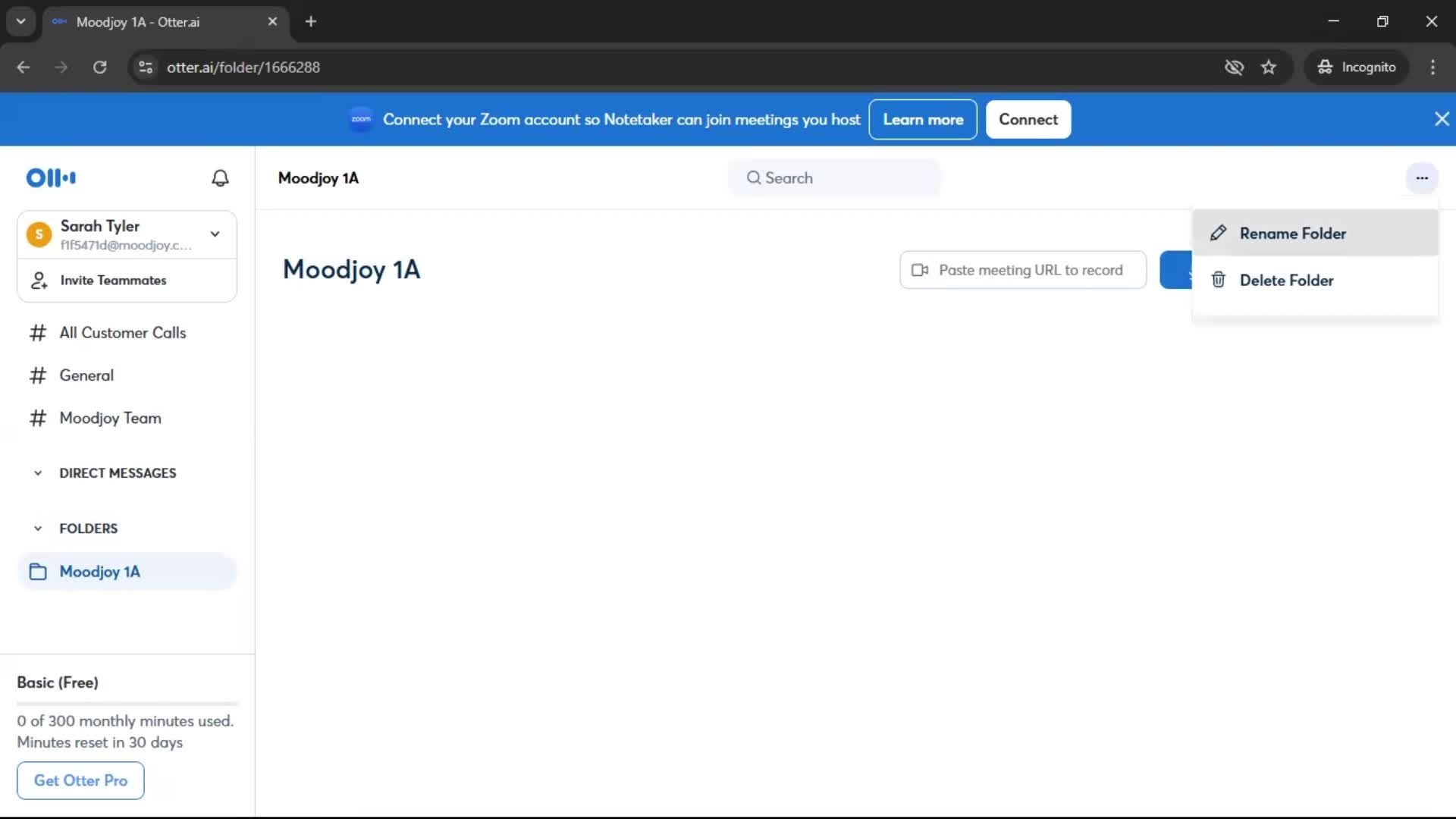 Creating a folder screenshot