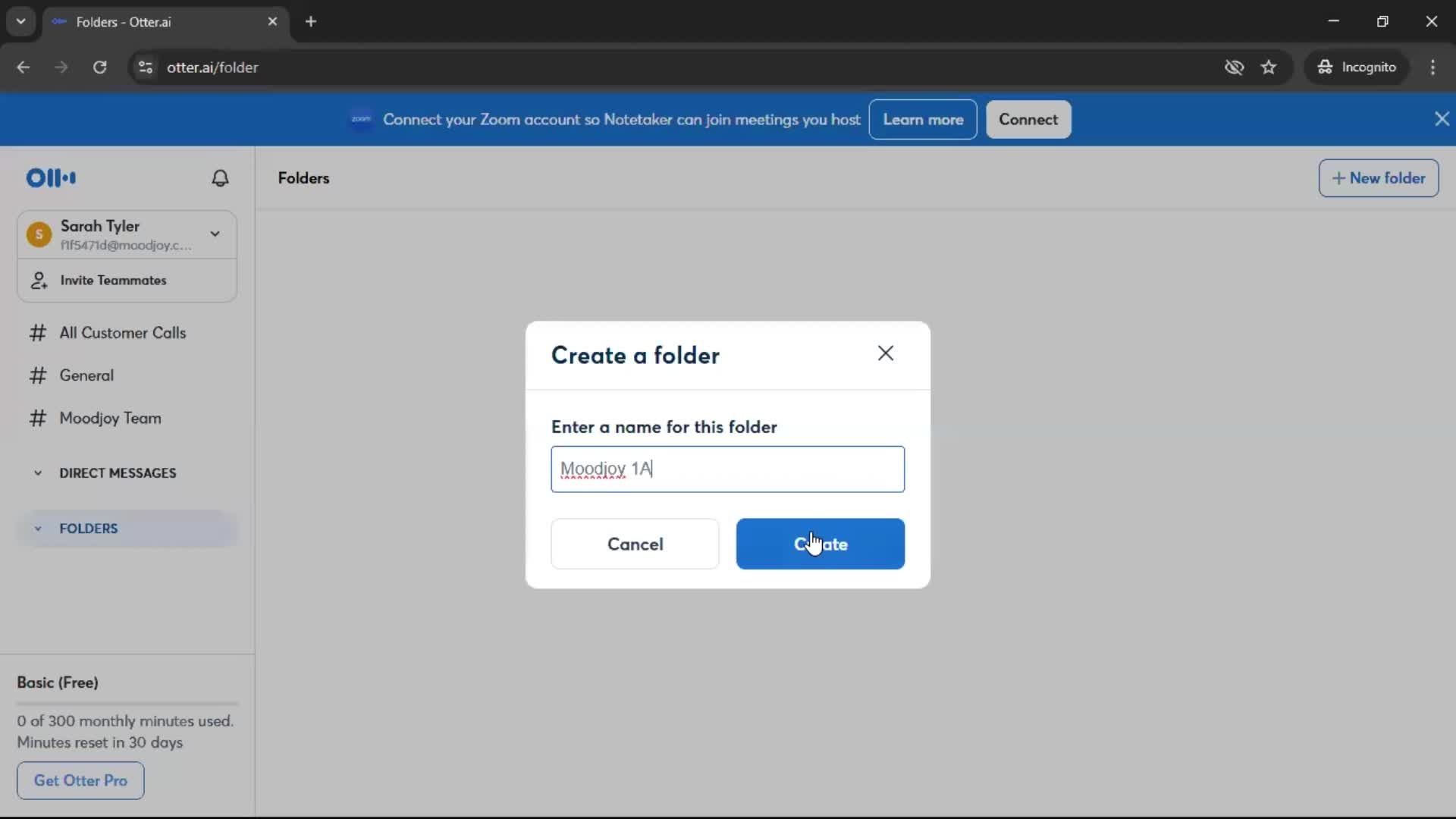 Creating a folder screenshot