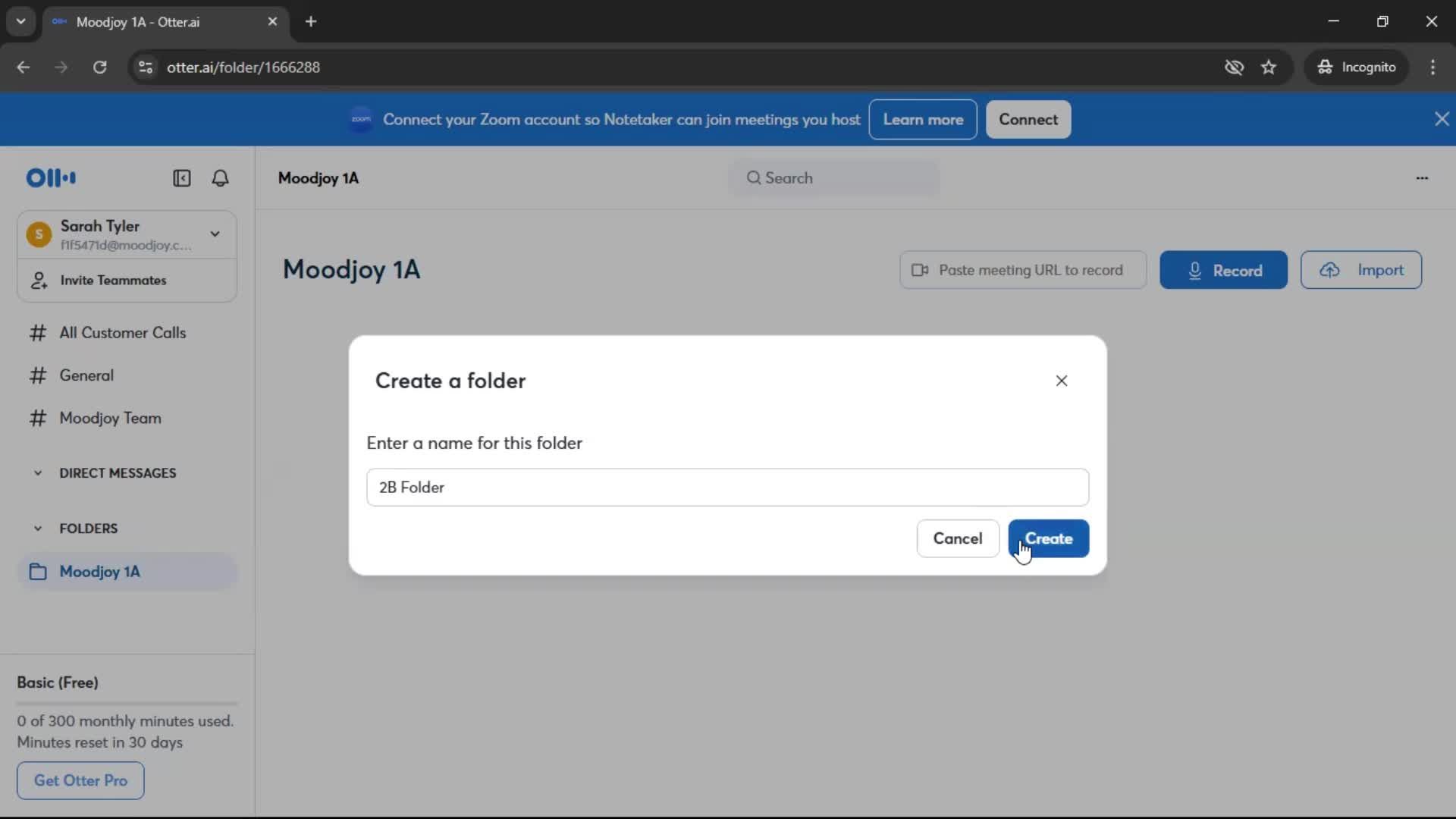 Creating a folder screenshot